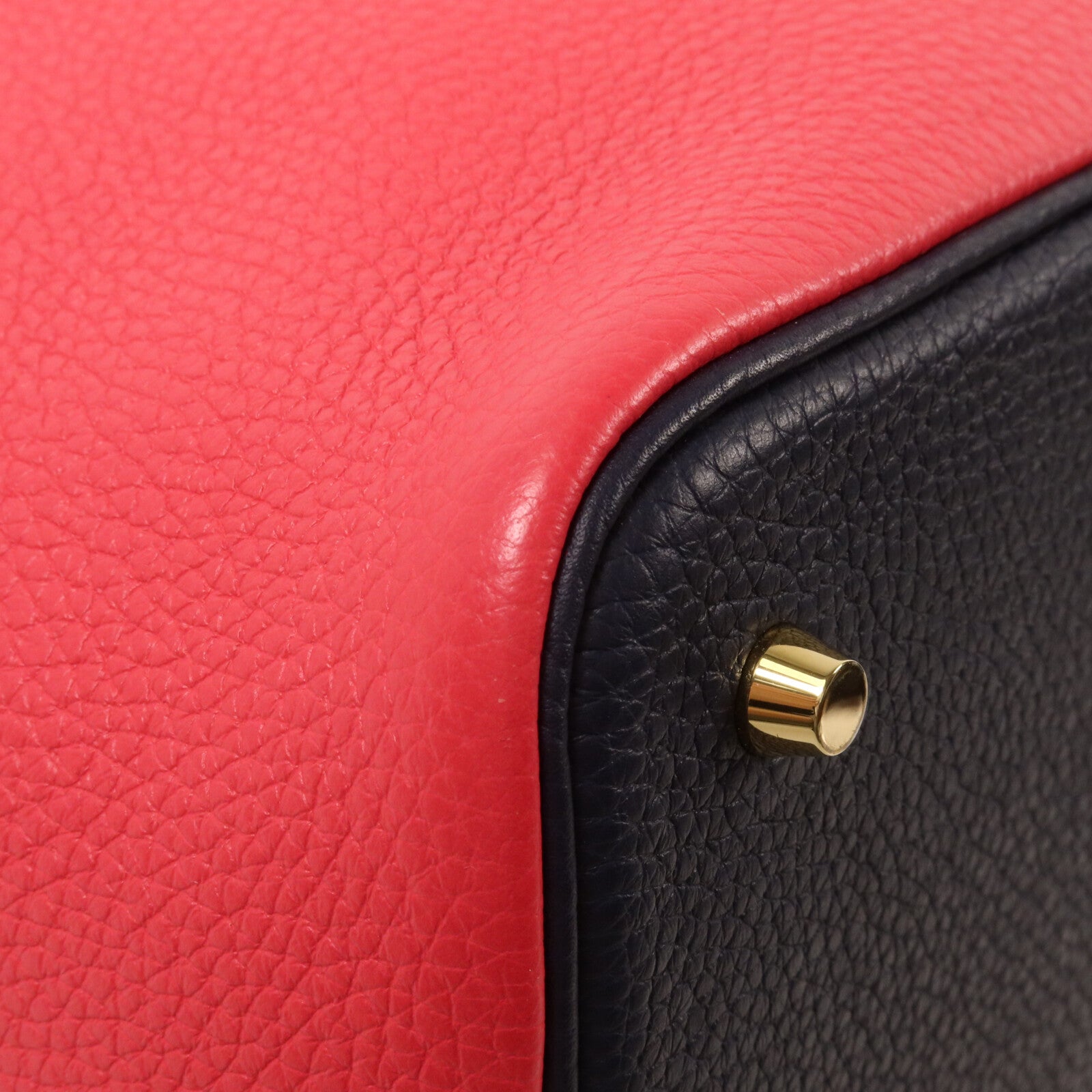 HERMES Clemence皮革Picotin MM手挽袋Rose Extreme/Bleu Nuit