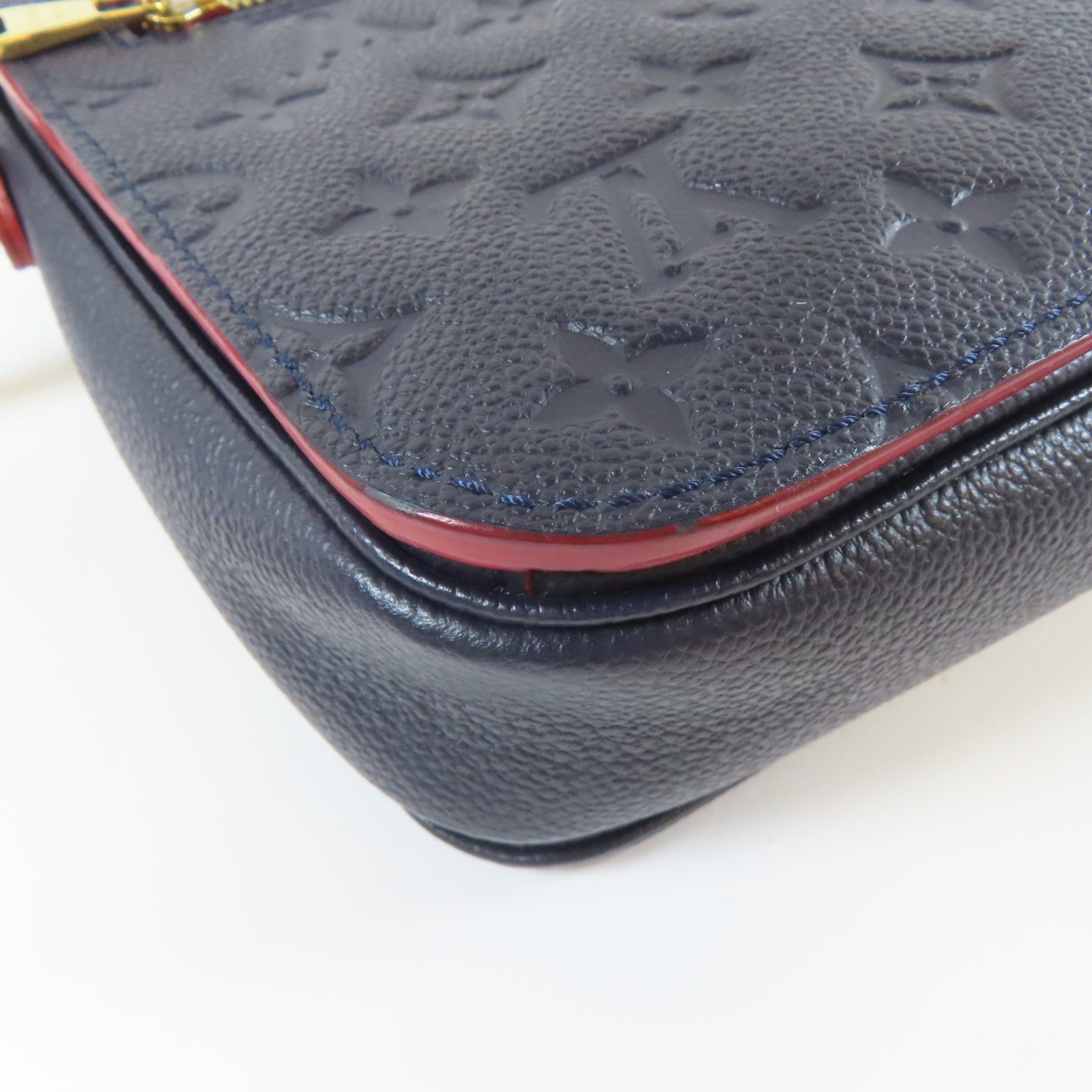LOUIS VUITTON Monogram Empreinte Pochette Metis金扣手挽肩背兩用袋深藍色