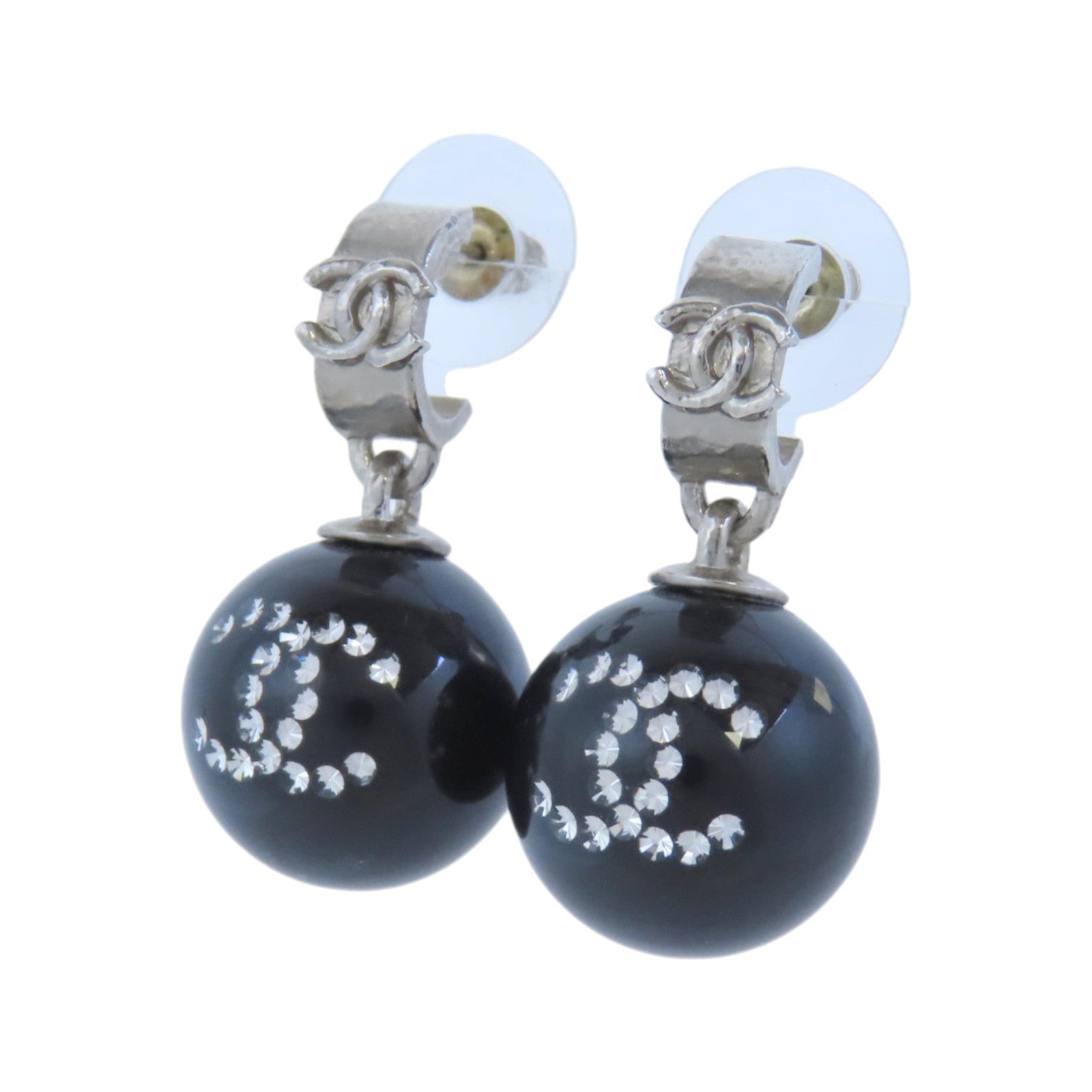 CHANEL 金屬/PVC CC Earrings金扣耳環