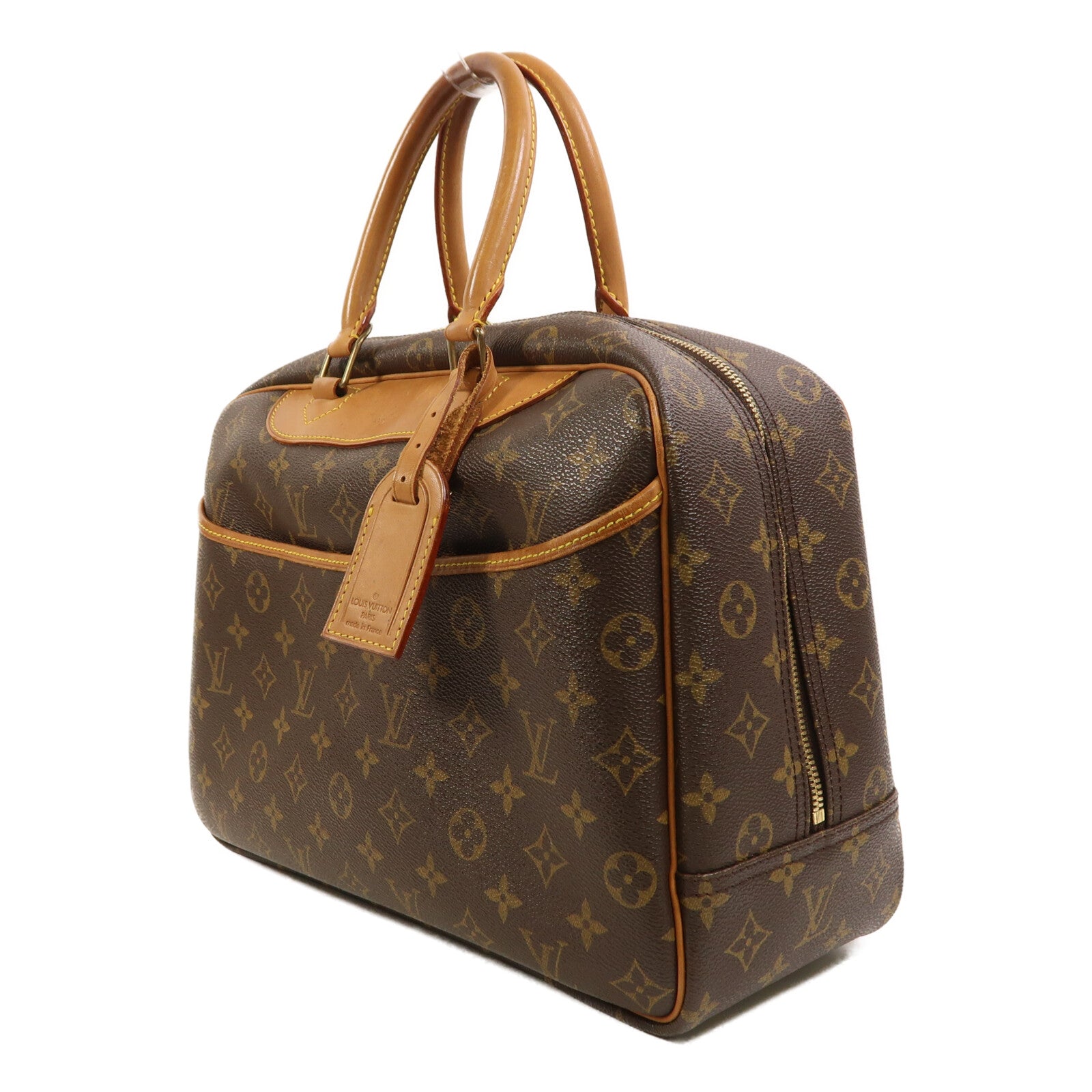 LOUIS VUITTON Monogram Deauville金扣手挽袋棕色