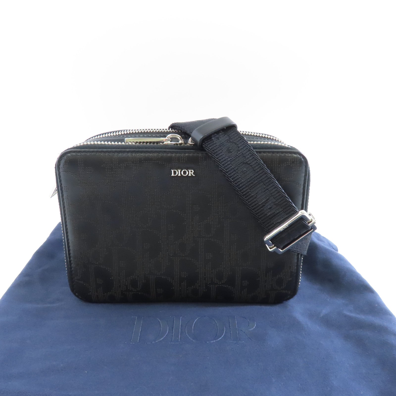 Dior 【激減優惠】牛皮皮革Shoulder Bag銀扣肩背袋黑色