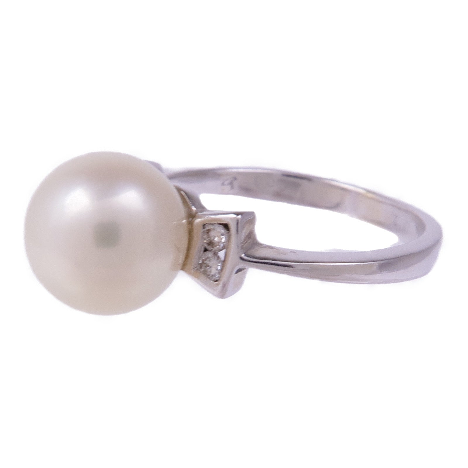 JEWELRY 18K白金Pearl Diamond Ring珍珠/鑽石戒指US#4.5