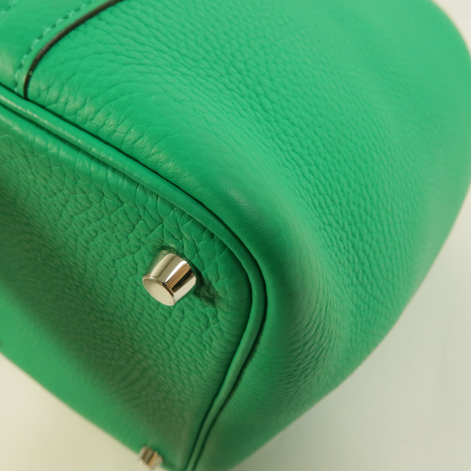HERMES Clemence/鱷魚皮革Picotin PM Touch手挽袋Menthe/Vert Jade