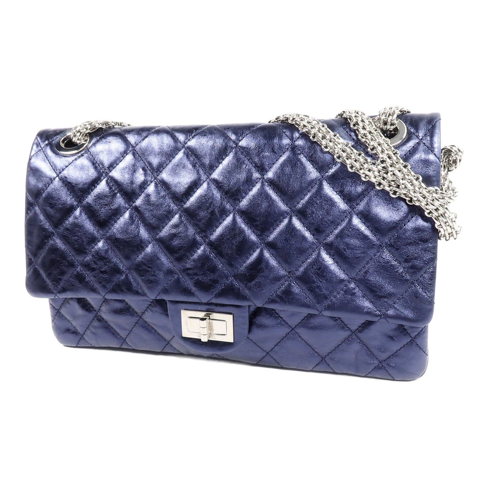 CHANEL 牛皮皮革2.55 Maxi鏈帶肩背袋