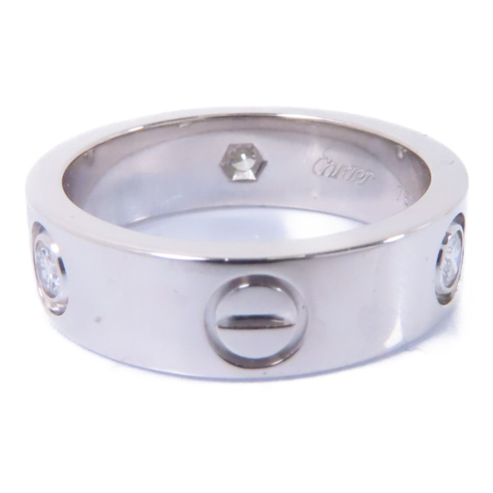 CARTIER 18K白金Love Ring 3 Diamonds鑽石戒指Cartier#53/US#6.25