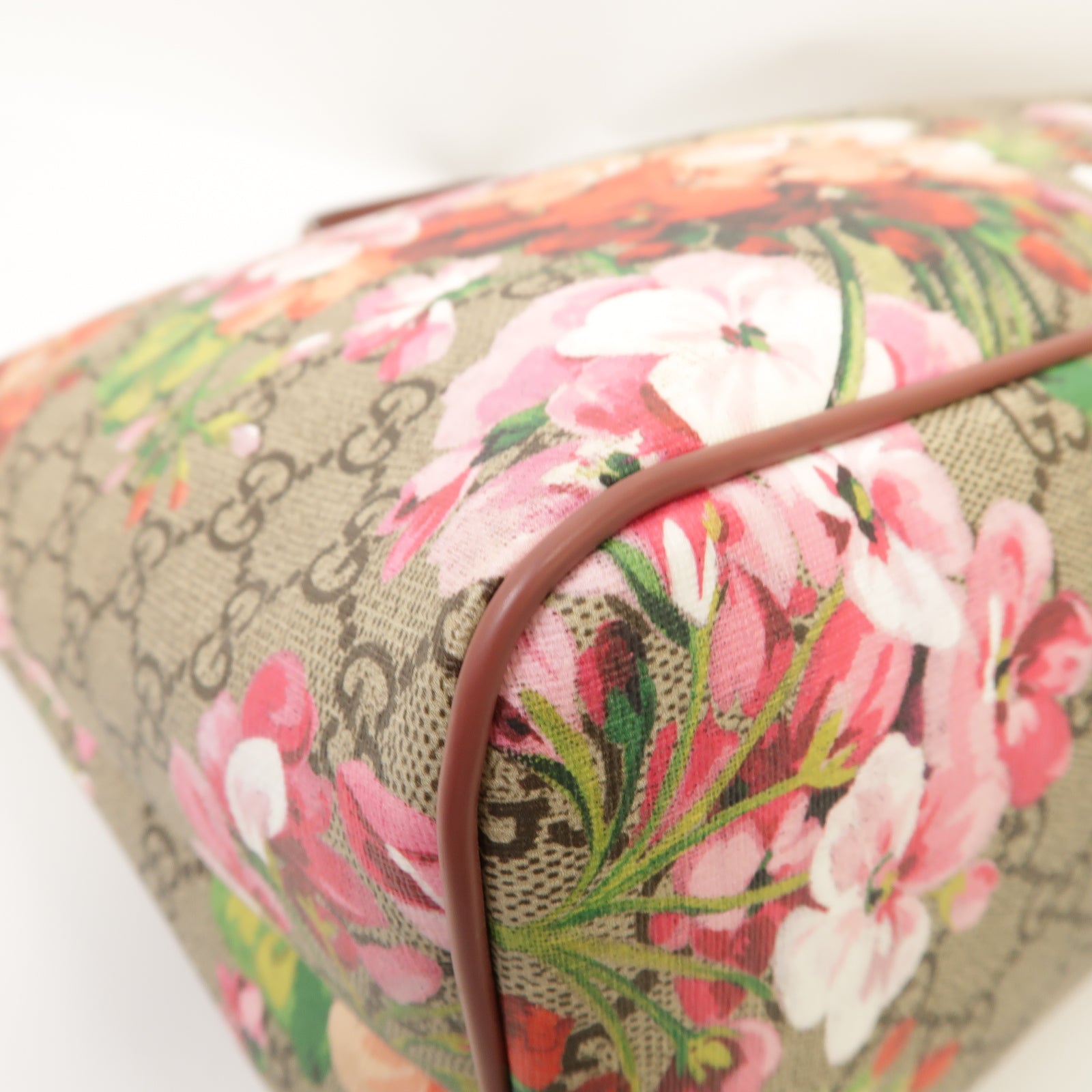 GUCCI 塗層帆布Tote Bag銀扣手挽袋米色/紅色/粉紅色