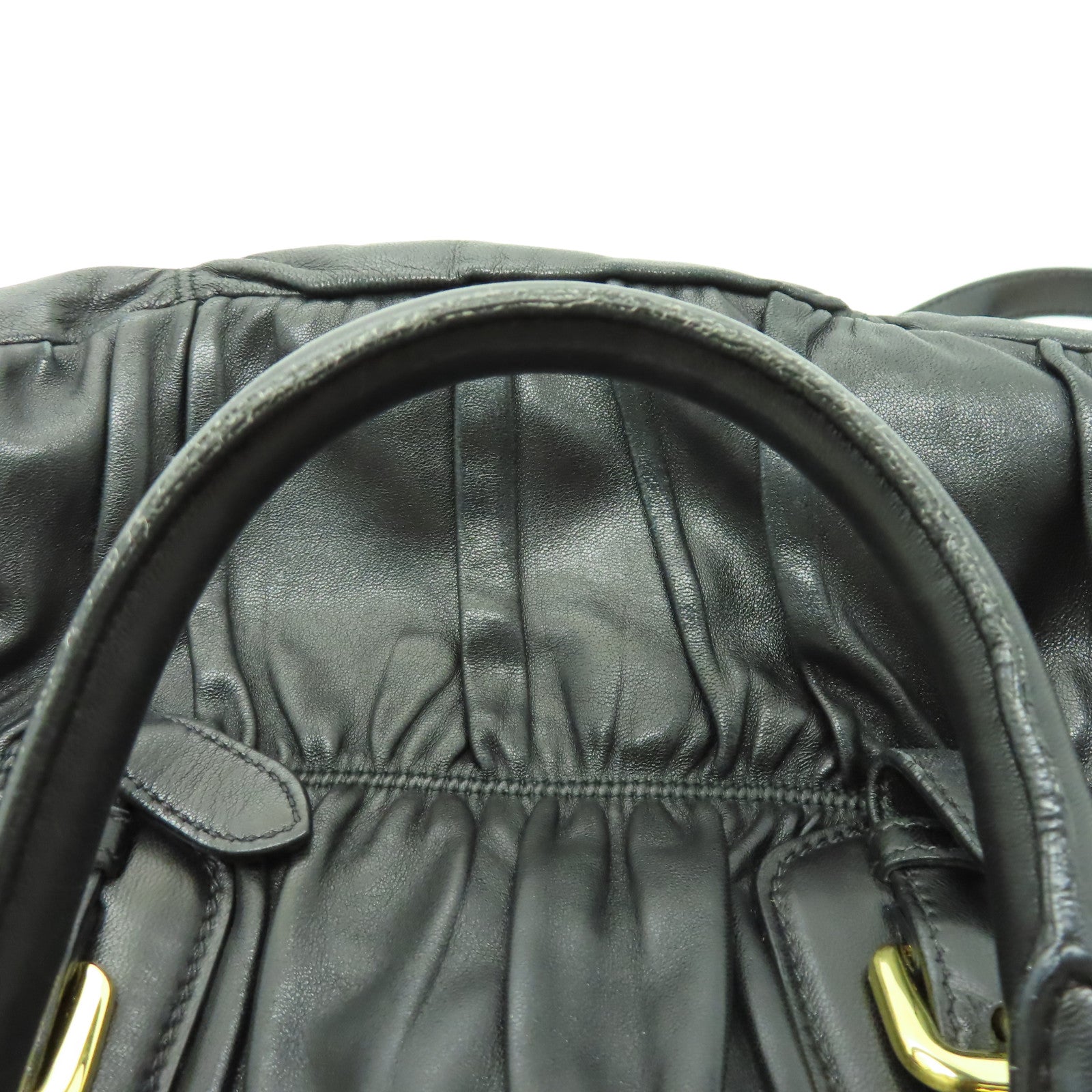 PRADA 牛皮皮革2 Way Shoulder金扣手挽肩背兩用袋黑色