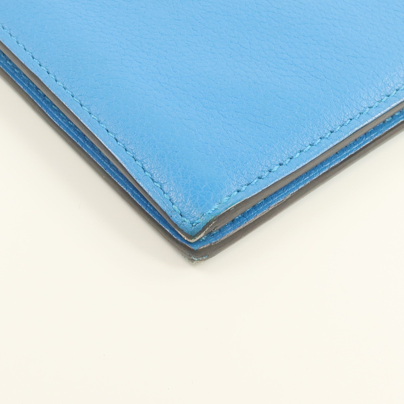 HERMES Evergrain皮革Citizen Twill Long Wallet長錢包Turquoise