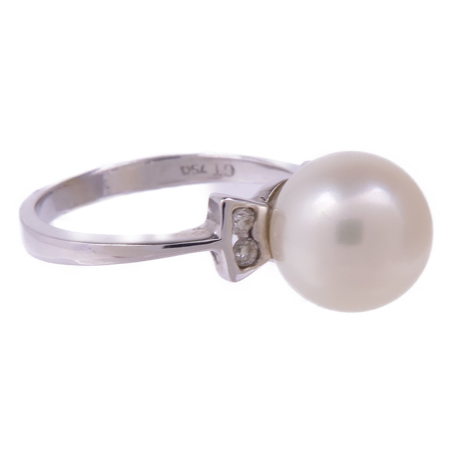 JEWELRY 18K白金Pearl Diamond Ring珍珠/鑽石戒指US#4.5