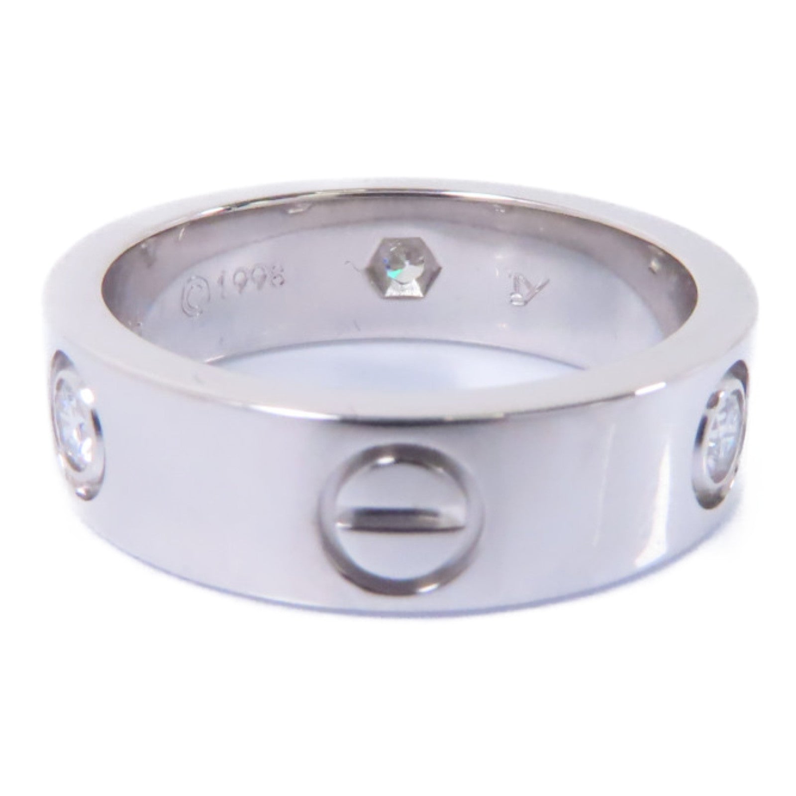 CARTIER 18K白金Love Ring 3 Diamonds鑽石戒指Cartier#53/US#6.25