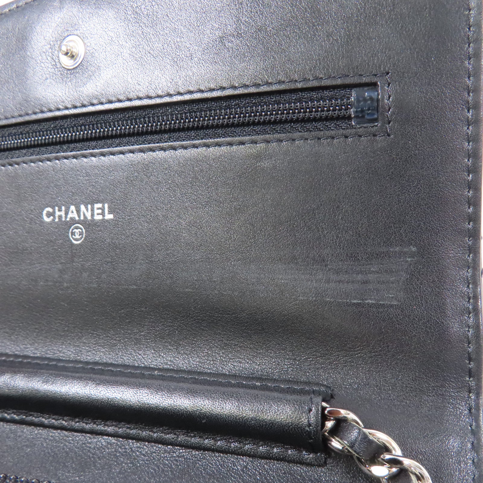 CHANEL 漆皮皮革WOC Wallet On Chain銀扣鏈帶肩背袋