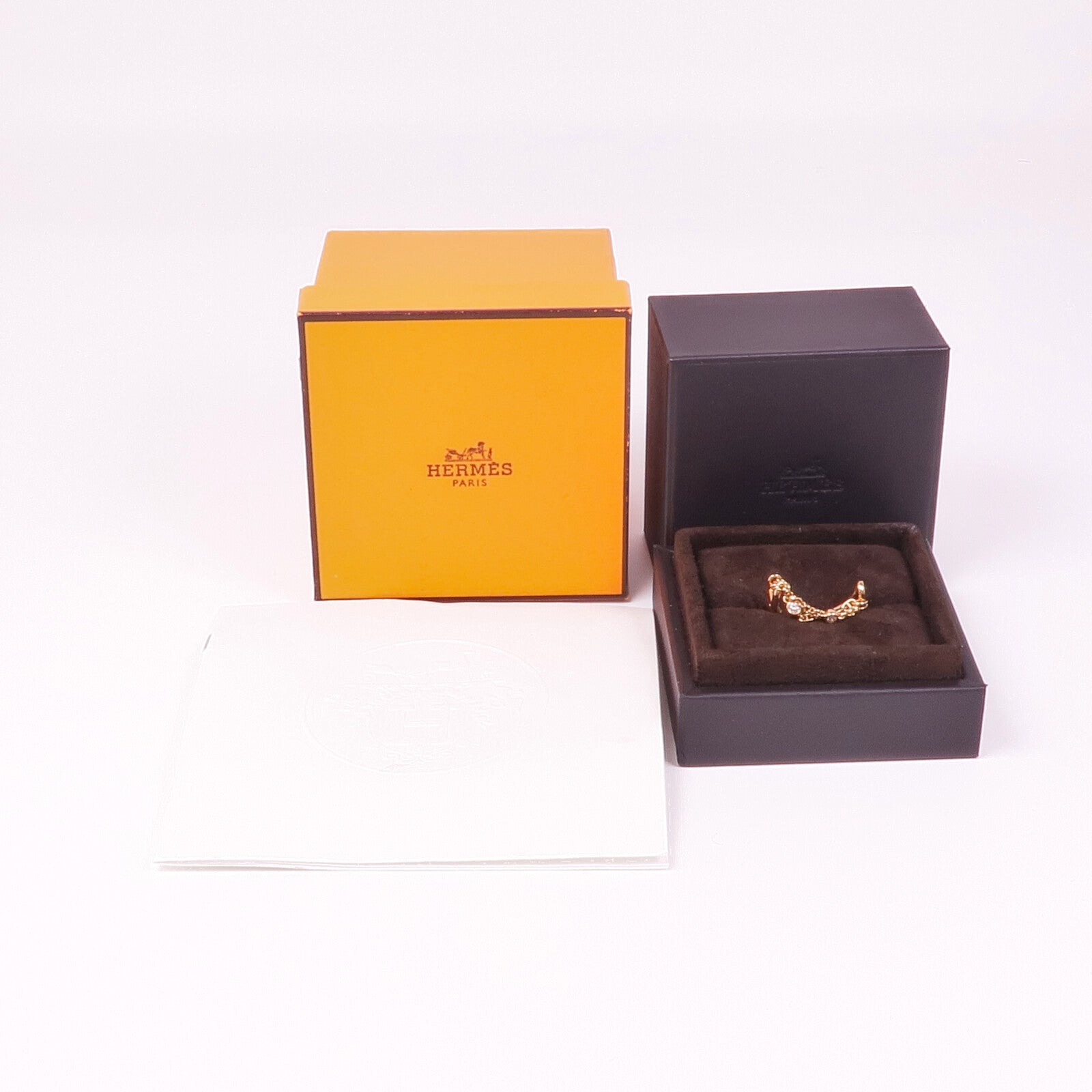 HERMES 18K玫瑰金Chaine d'ancre Chaos Ring鑽石戒指Hermes#57/US#7.5