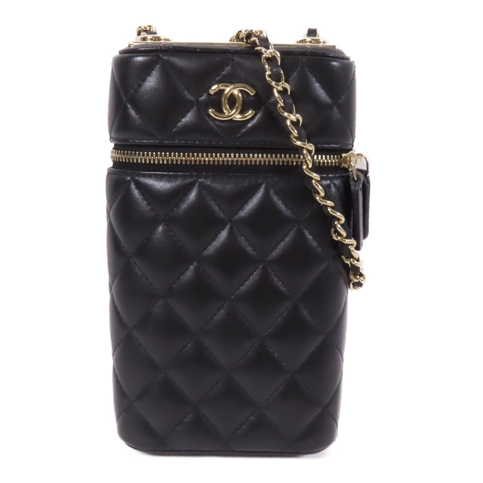CHANEL 【激減優惠】羊皮皮革Vanity Phone Case with Chain金扣鏈帶肩背袋