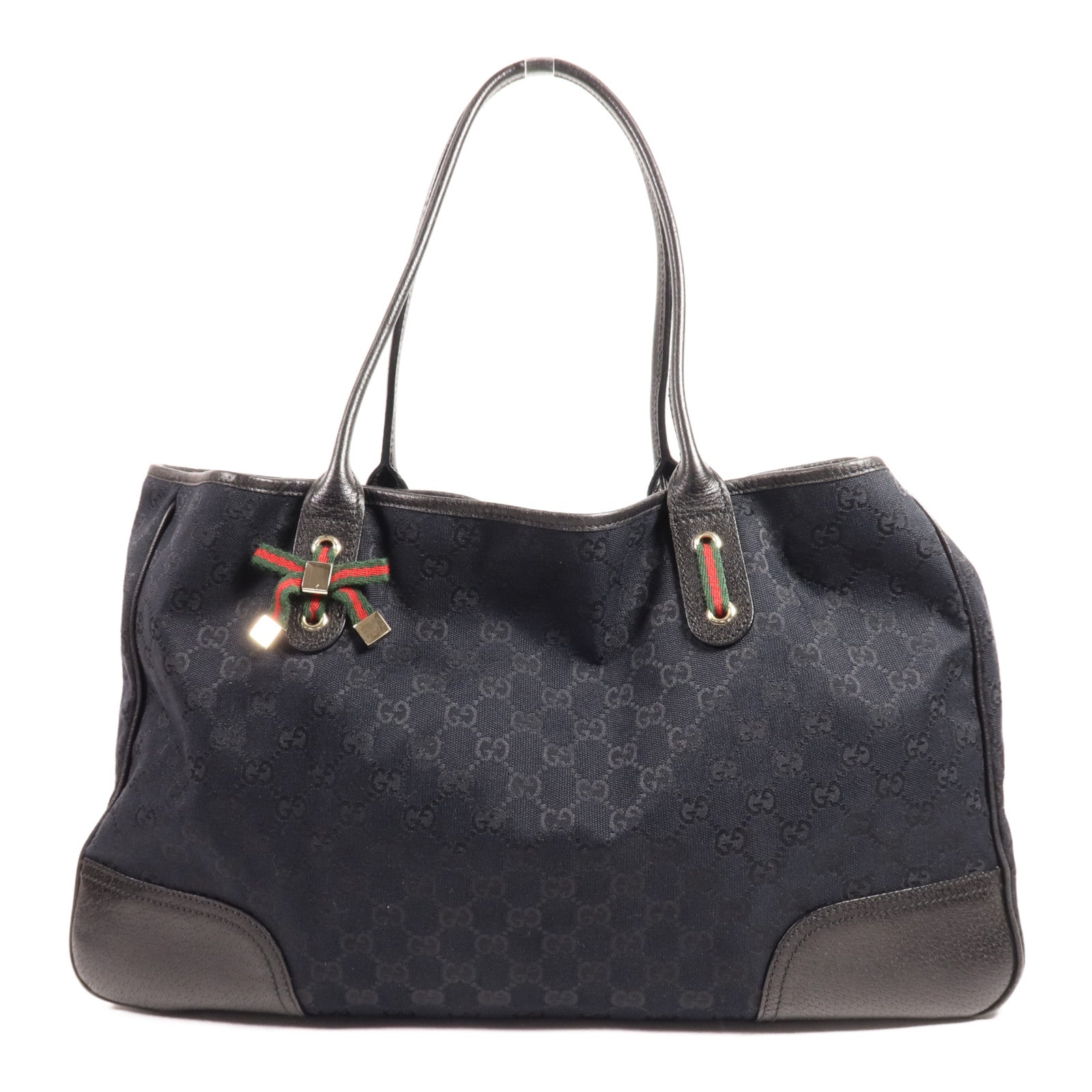 GUCCI 帆布Tote Bag銀扣肩背袋