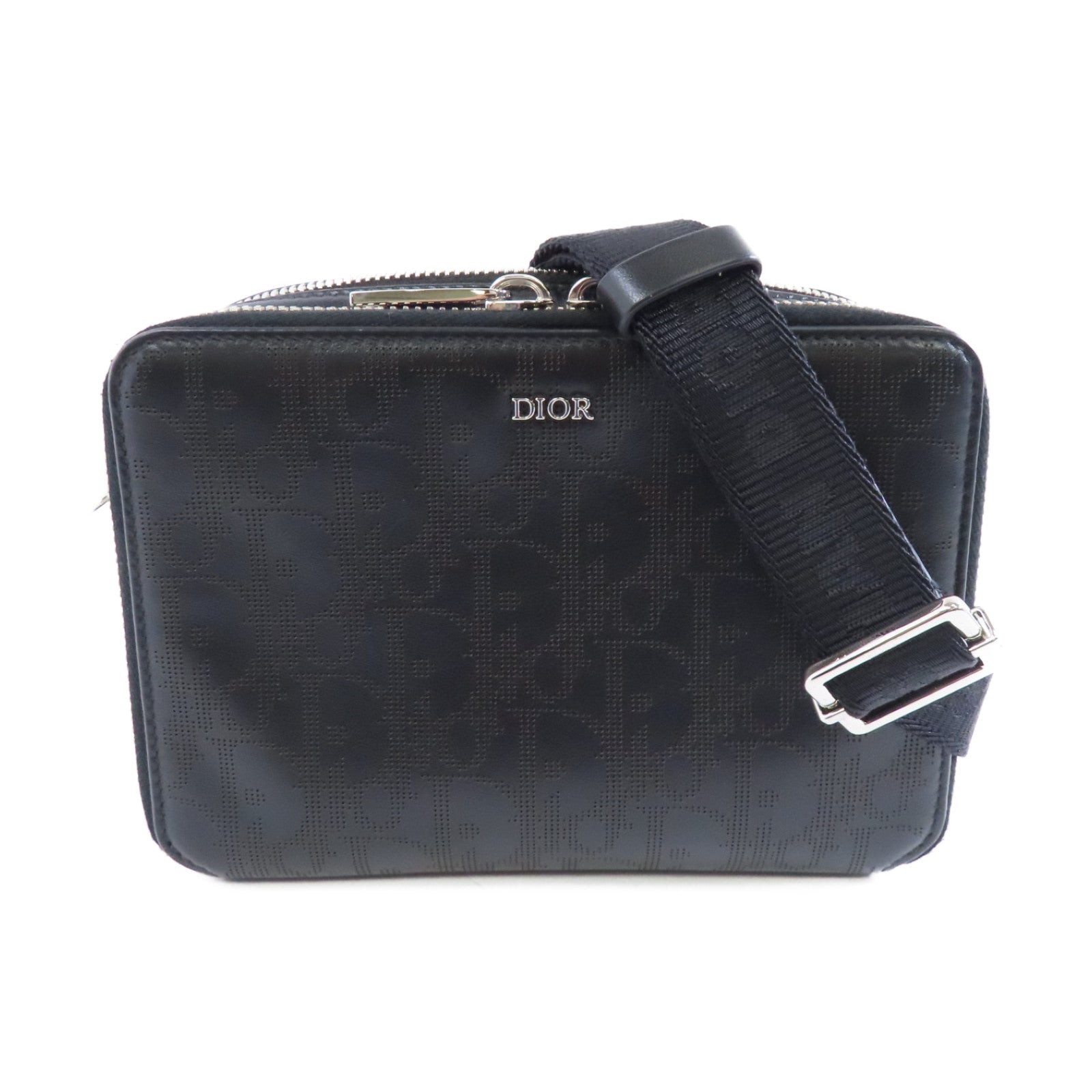 Dior 【激減優惠】牛皮皮革Shoulder Bag銀扣肩背袋黑色