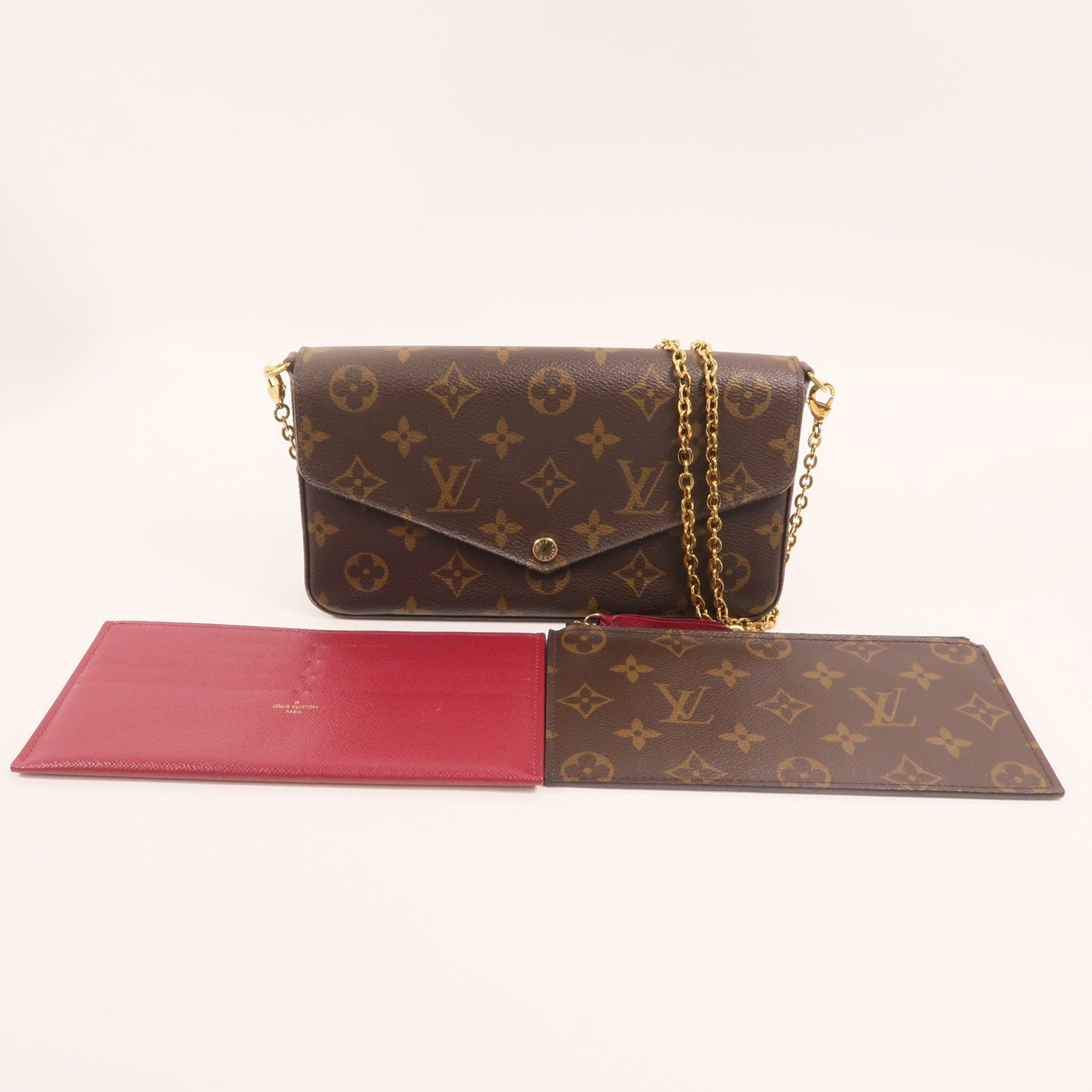 LOUIS VUITTON Monogram Pochette Felicie金扣鏈帶肩背袋