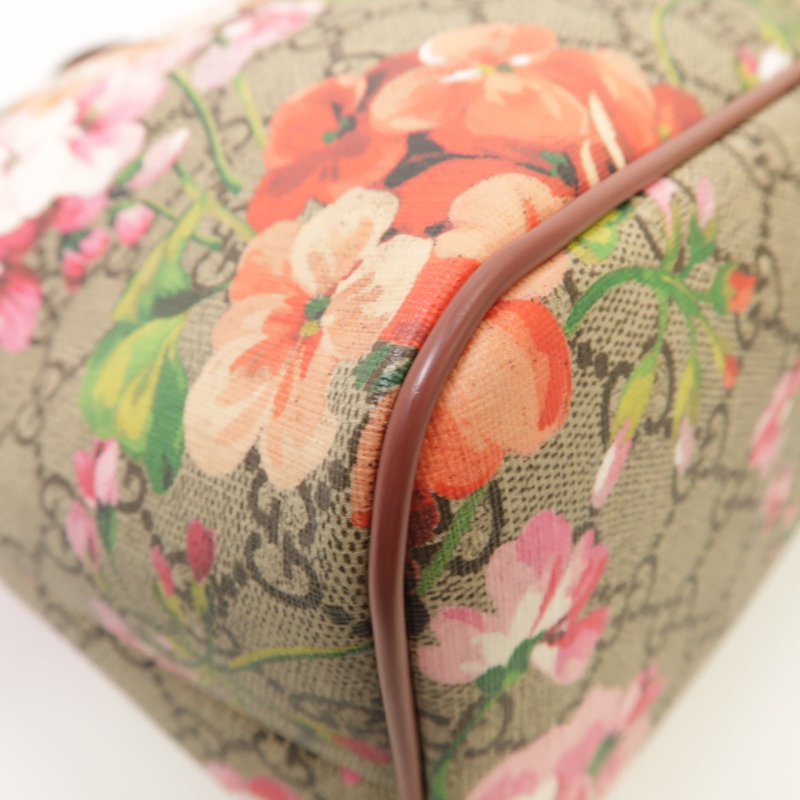 GUCCI 塗層帆布Tote Bag銀扣手挽袋米色/紅色/粉紅色