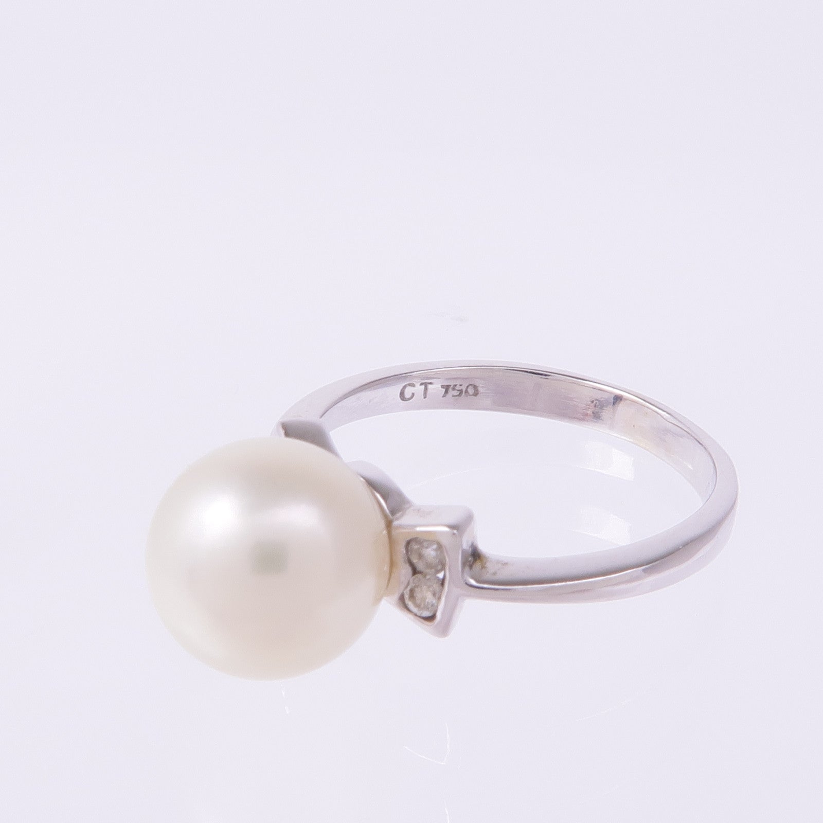 JEWELRY 18K白金Pearl Diamond Ring珍珠/鑽石戒指US#4.5