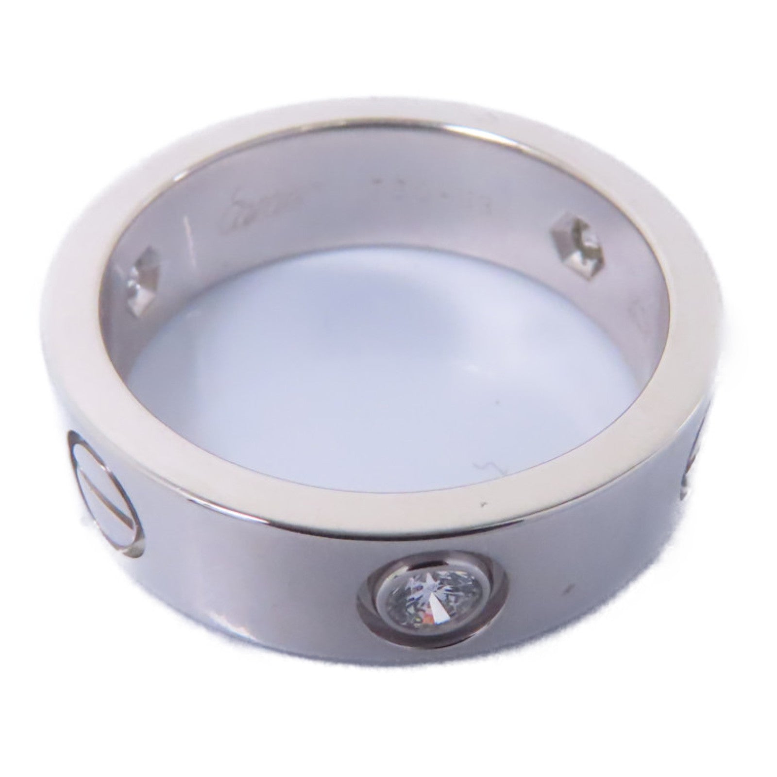 CARTIER 18K白金Love Ring 3 Diamonds鑽石戒指Cartier#53/US#6.25