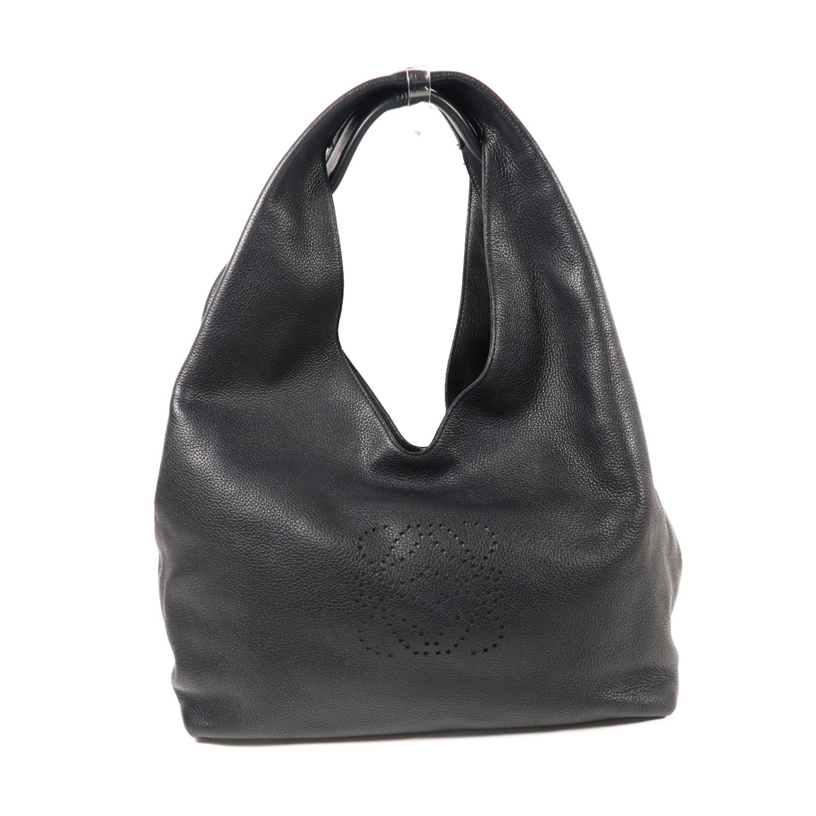 LOEWE 牛皮皮革Dunas銀扣肩背袋黑色