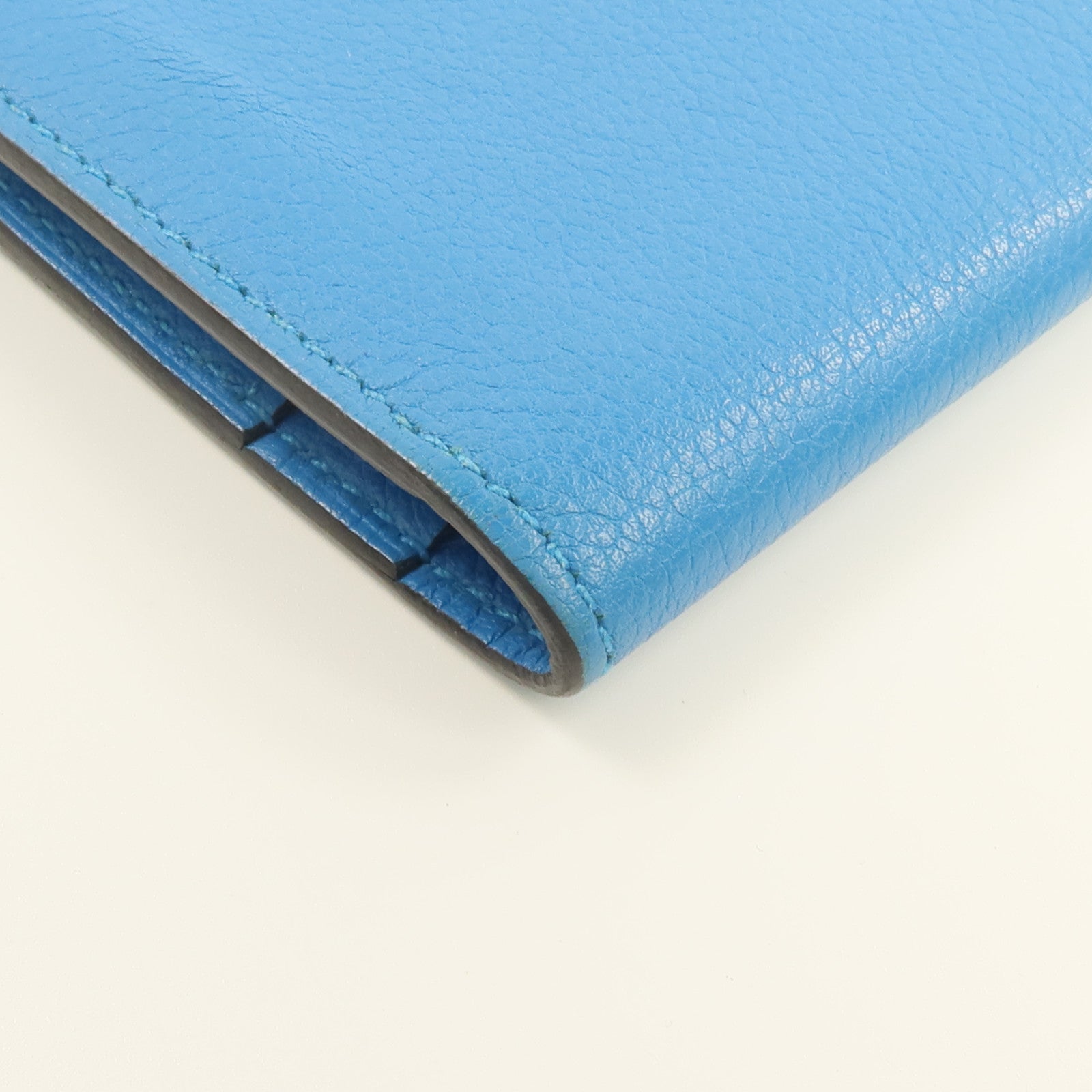 HERMES Evergrain皮革Citizen Twill Long Wallet長錢包Turquoise