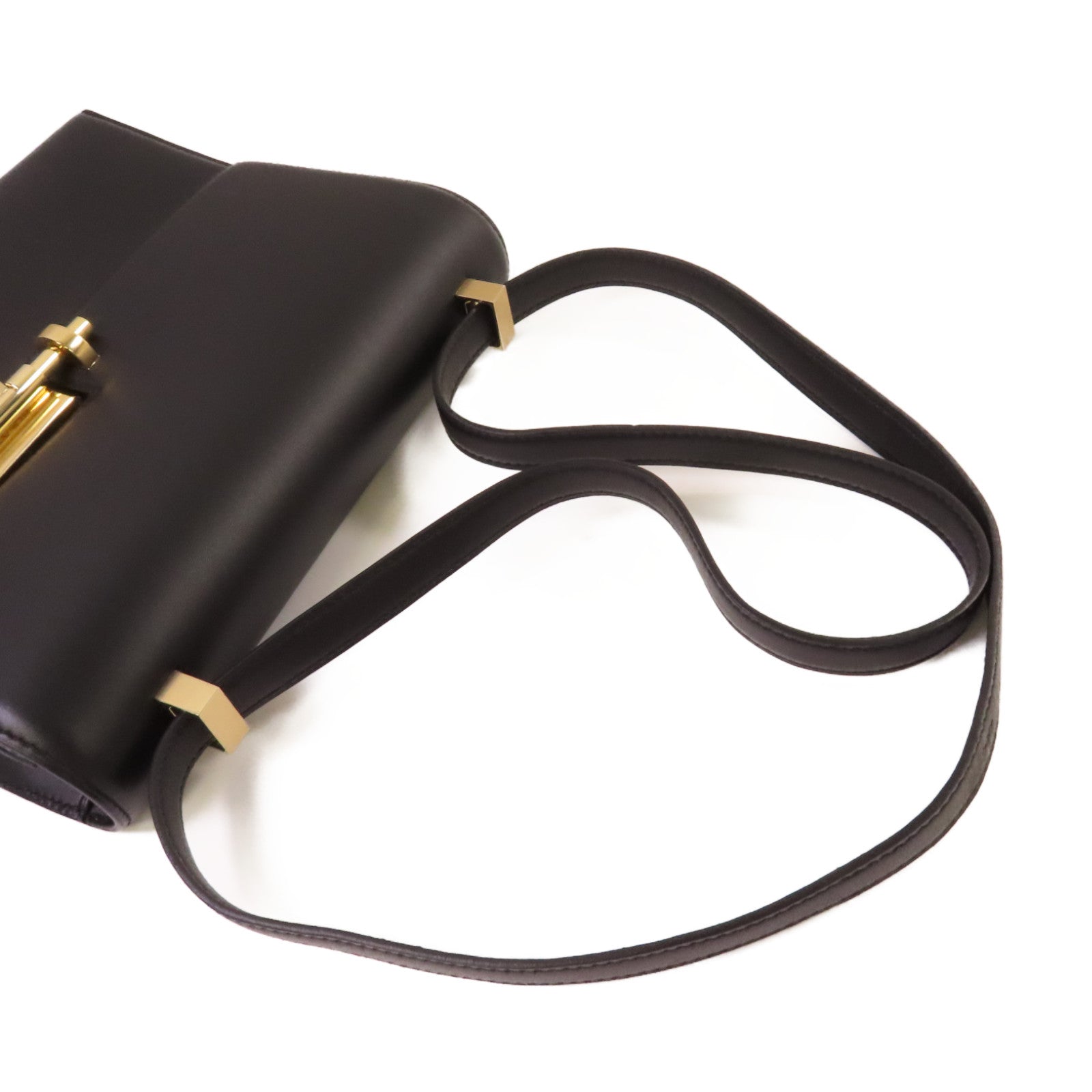HERMES 【激減優惠】Swift皮革Verrou 23 Shoulder Bag金扣肩背袋Noir/黑色