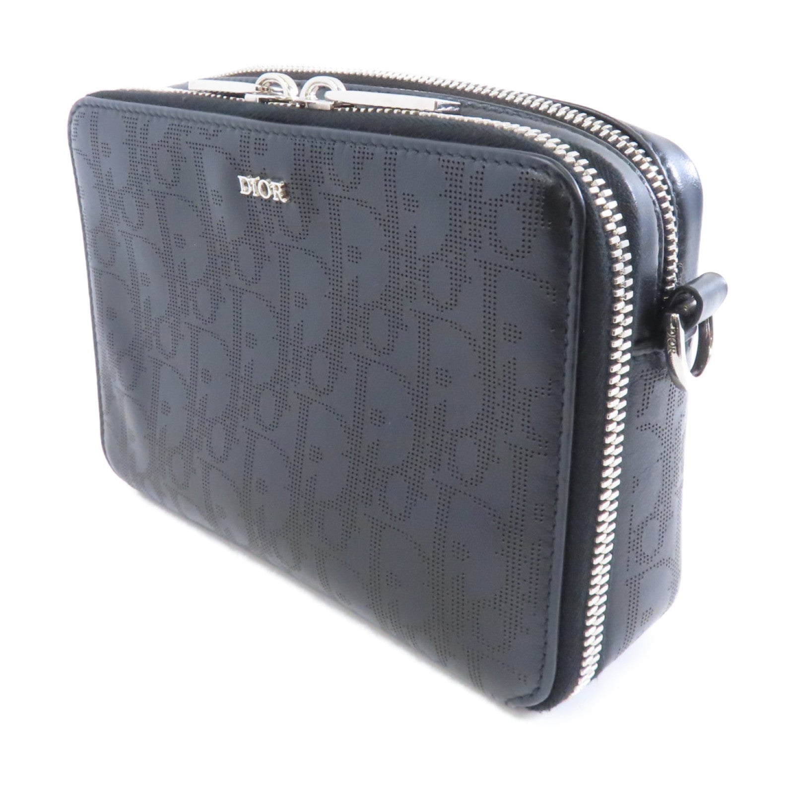 Dior 【激減優惠】牛皮皮革Shoulder Bag銀扣肩背袋黑色