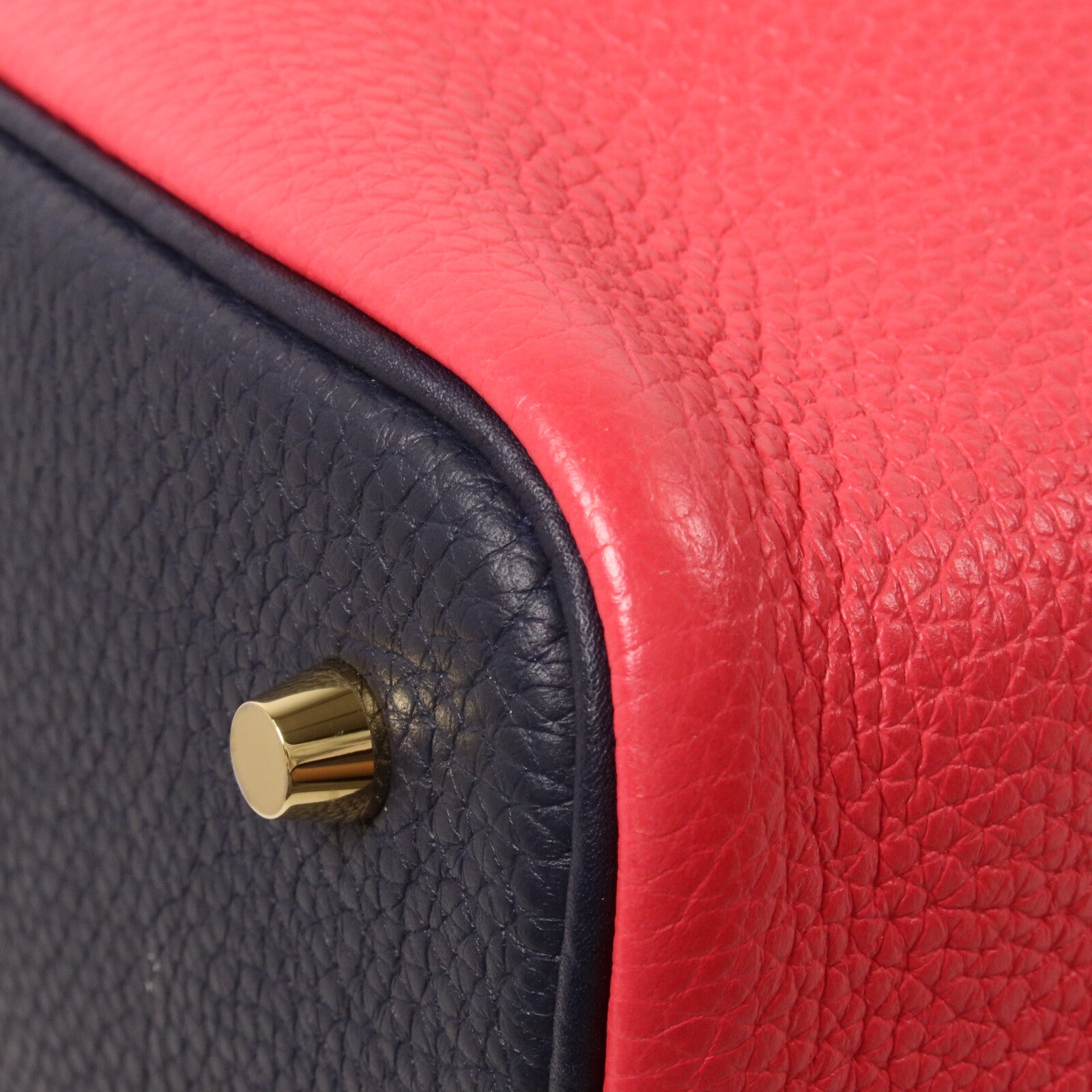 HERMES Clemence皮革Picotin MM手挽袋Rose Extreme/Bleu Nuit