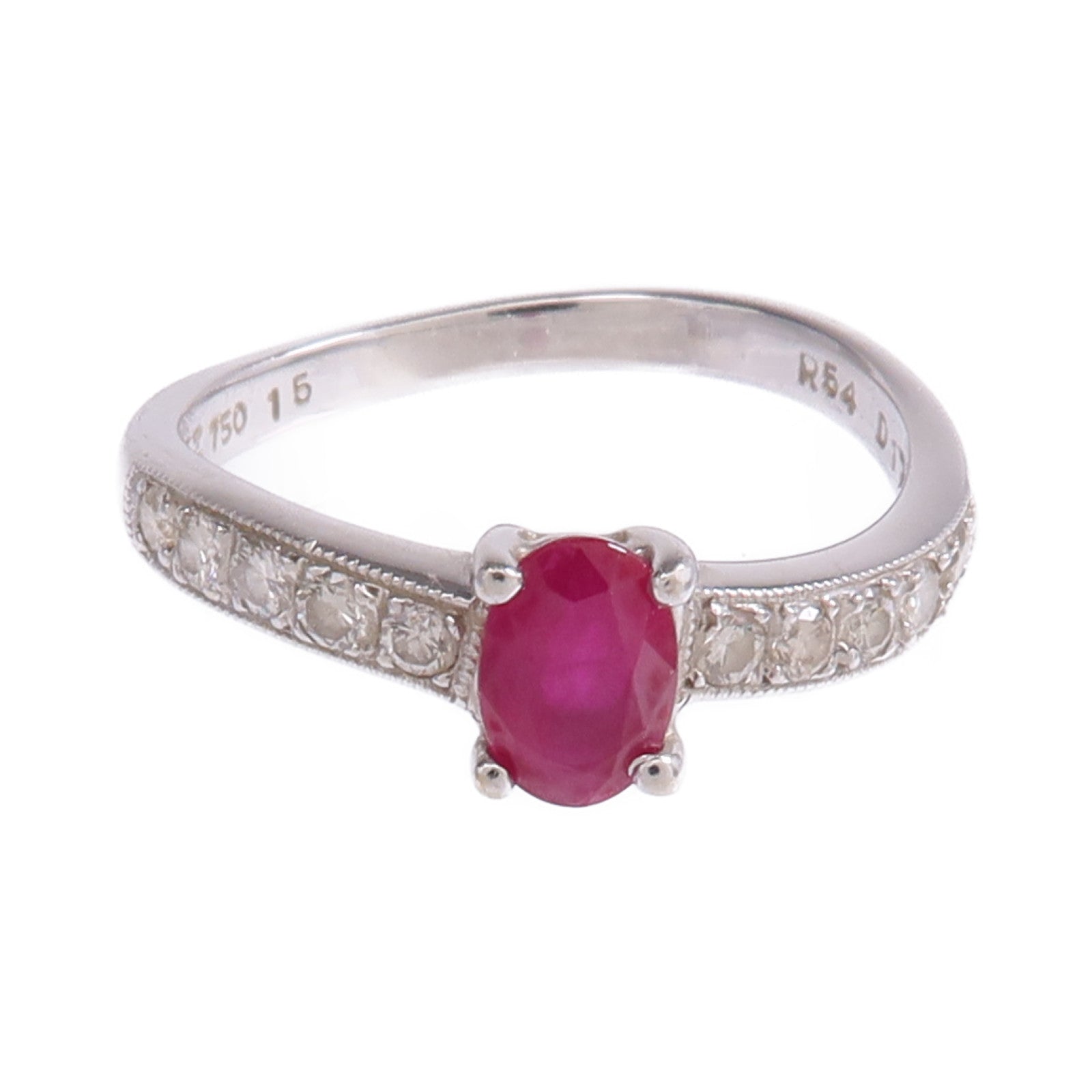 JEWELRY 【激減優惠】18K白金Ruby Diamond Ring紅寶石/鑽石戒指US#5