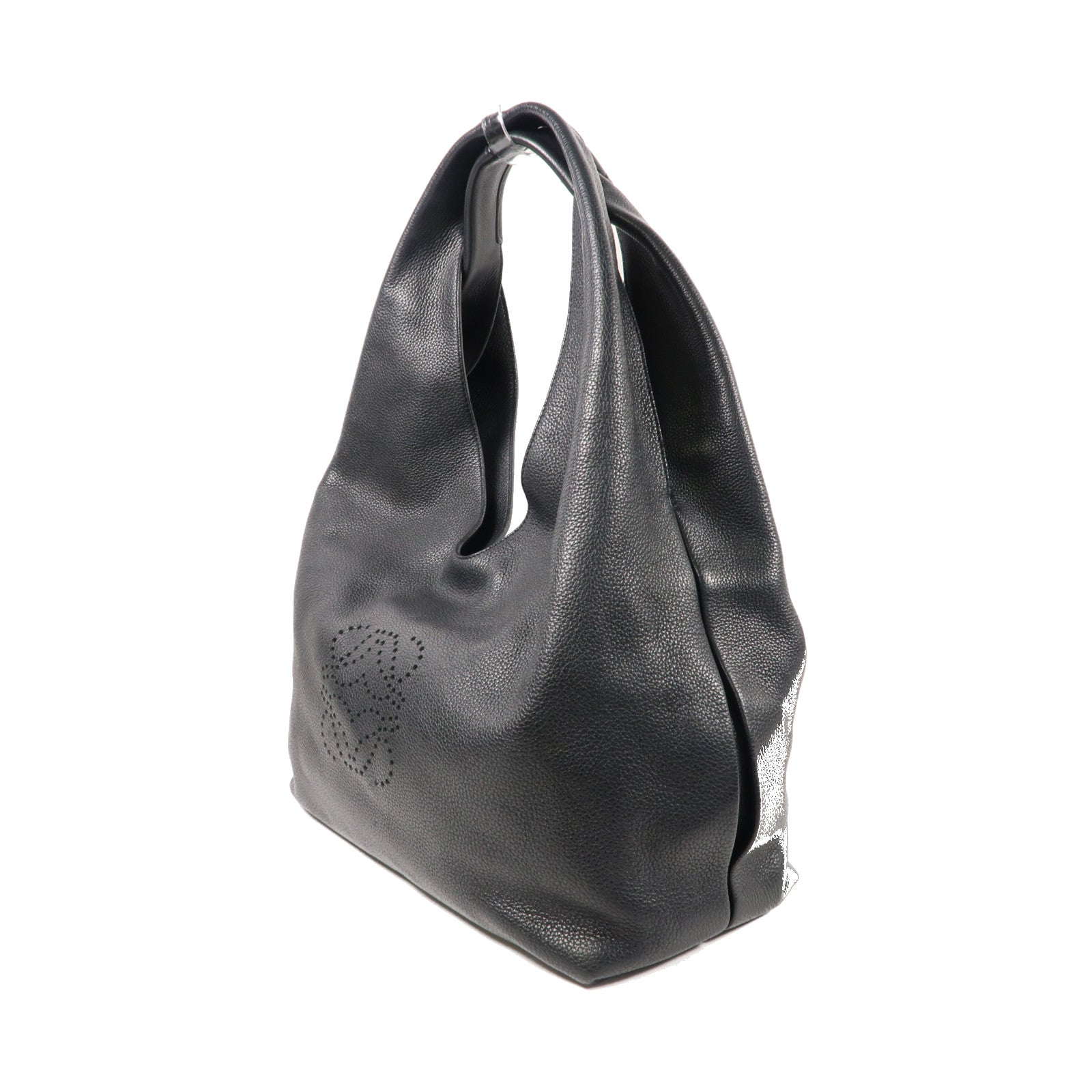 LOEWE 牛皮皮革Dunas銀扣肩背袋黑色
