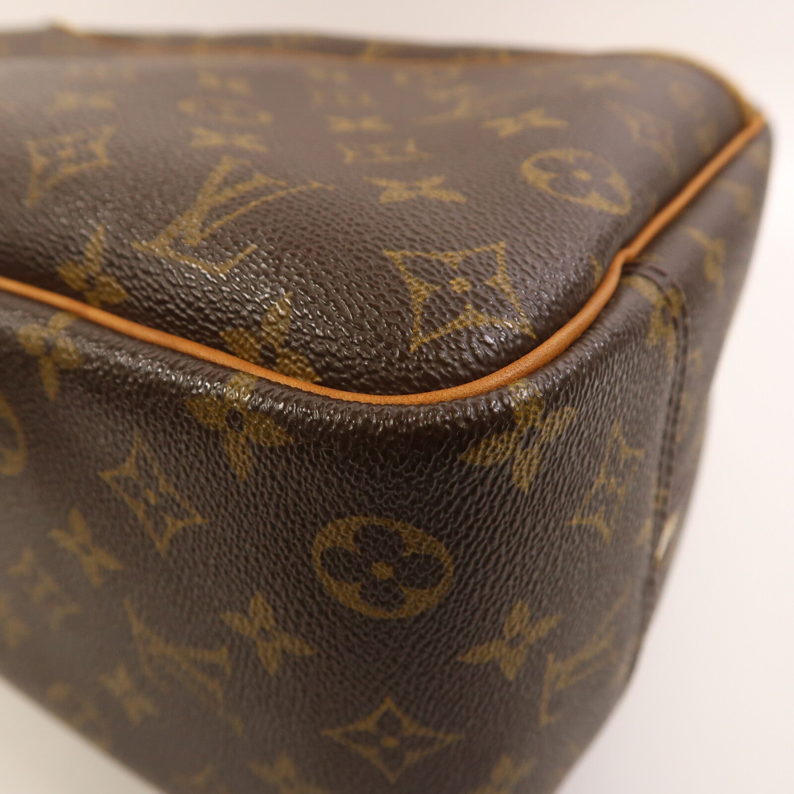 LOUIS VUITTON Monogram Deauville金扣手挽袋棕色