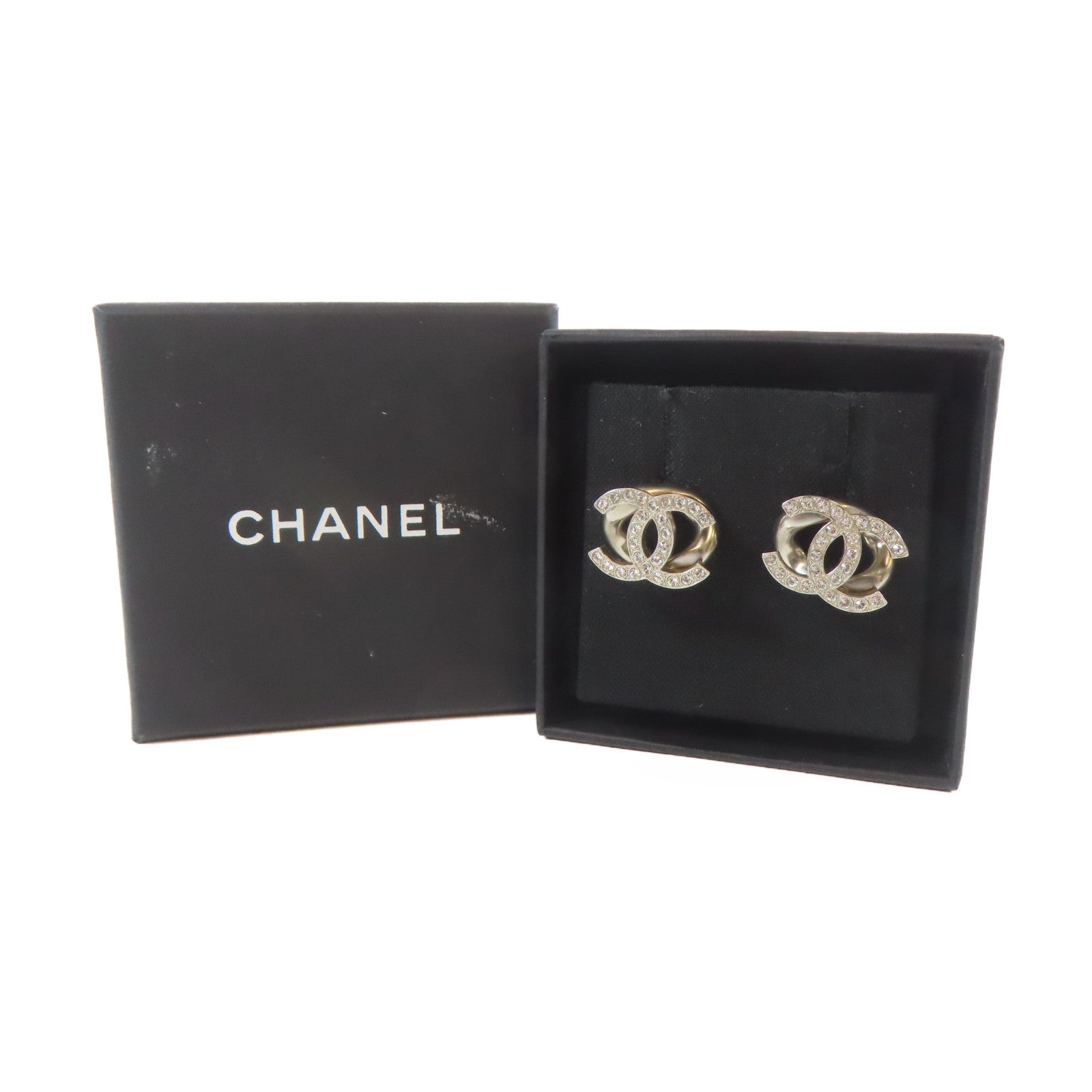 CHANEL 金屬/水晶Earrings耳環銀色