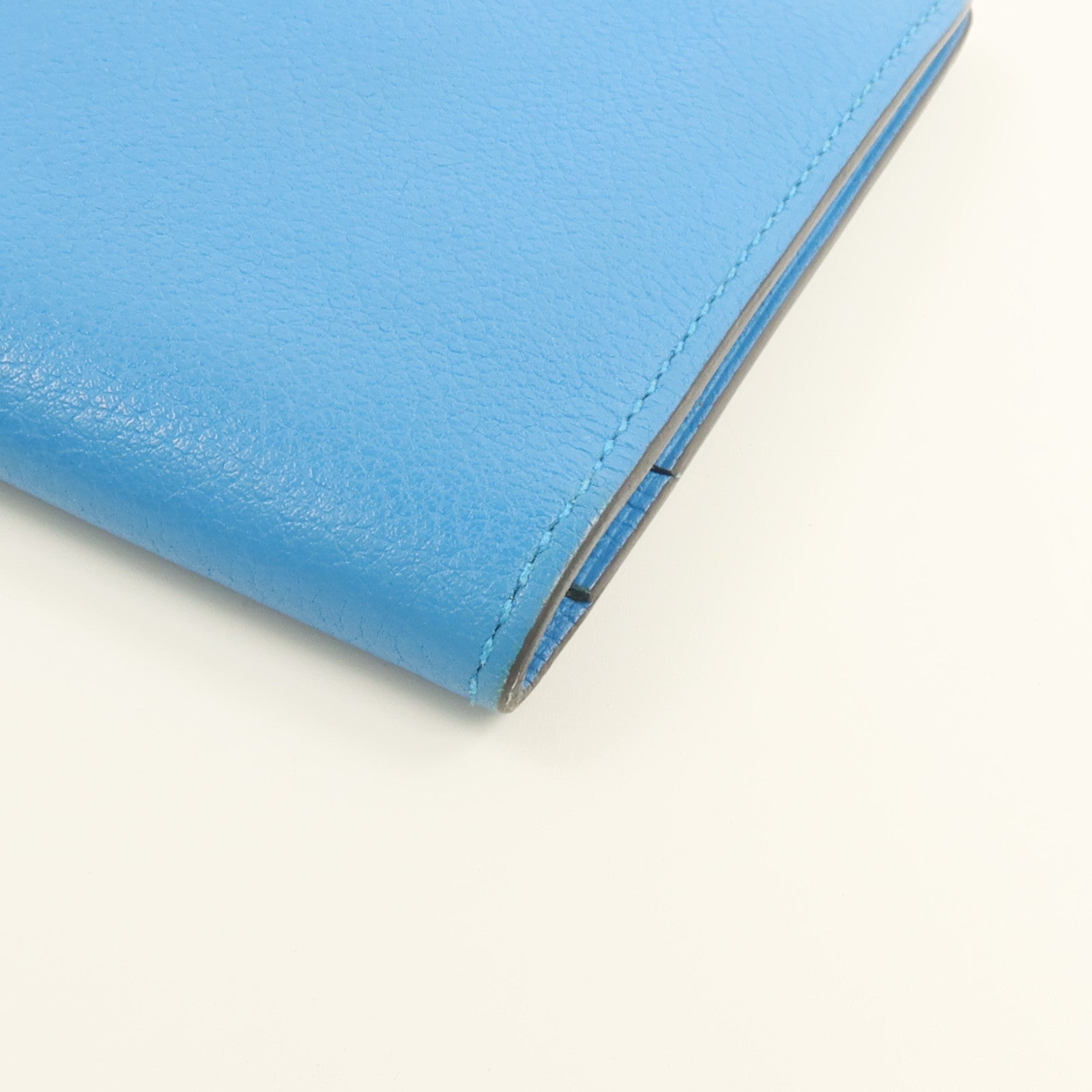 HERMES Evergrain皮革Citizen Twill Long Wallet長錢包Turquoise