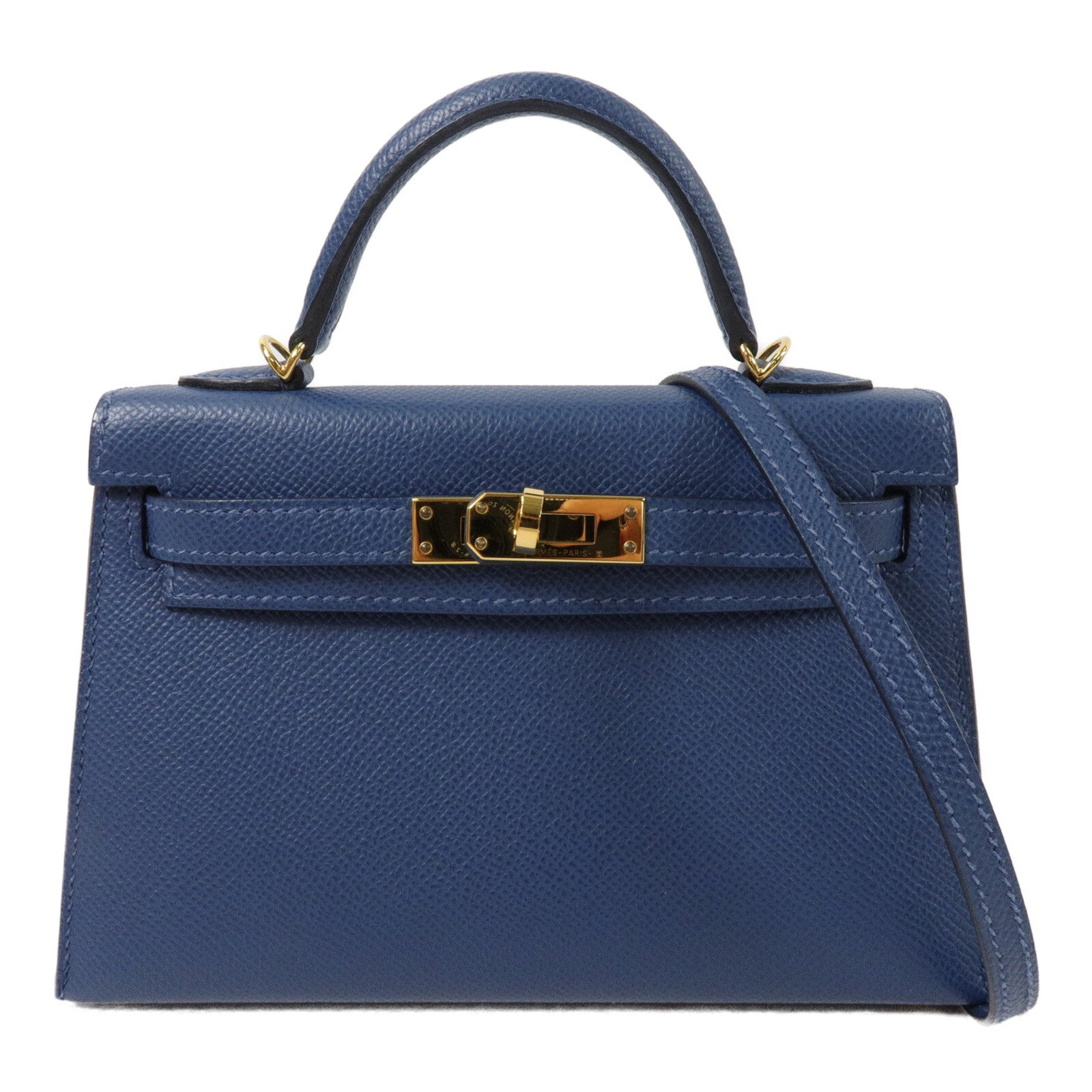 HERMES Epsom皮革Mini Kelly II Touch手挽肩背兩用袋Deep Blue