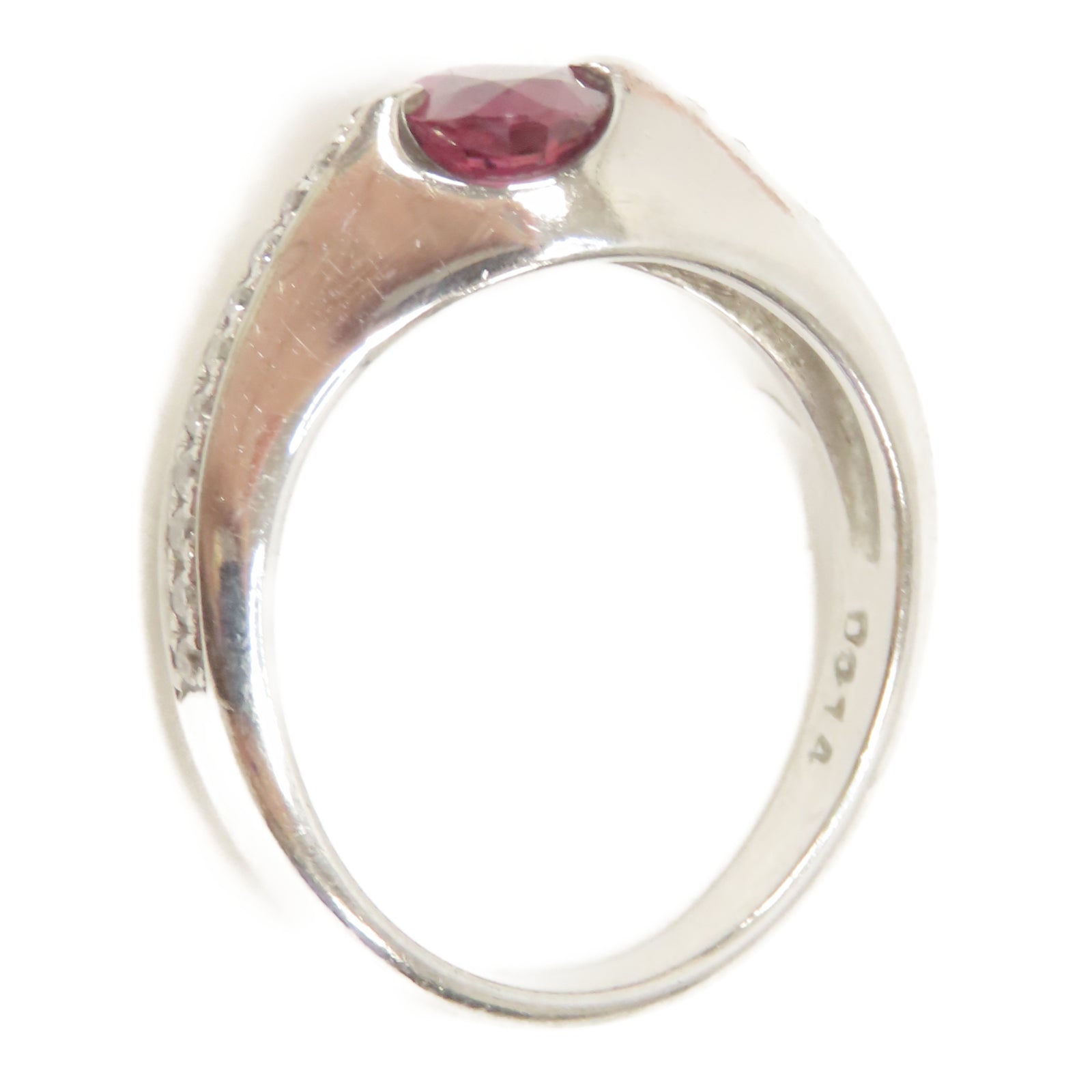 JEWELRY PT900鉑金/0.14ct鑽石/0.97ct紅寶石Ring戒指US#6