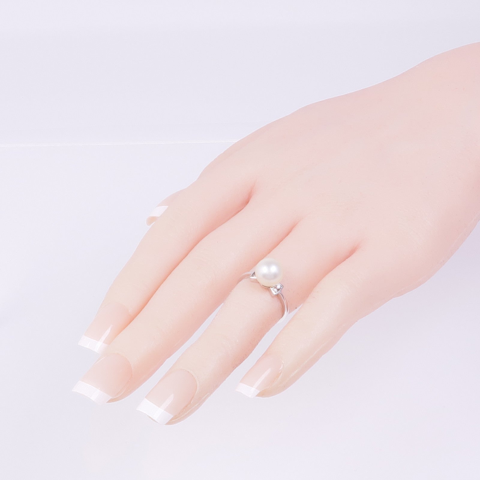 JEWELRY 18K白金Pearl Diamond Ring珍珠/鑽石戒指US#4.5