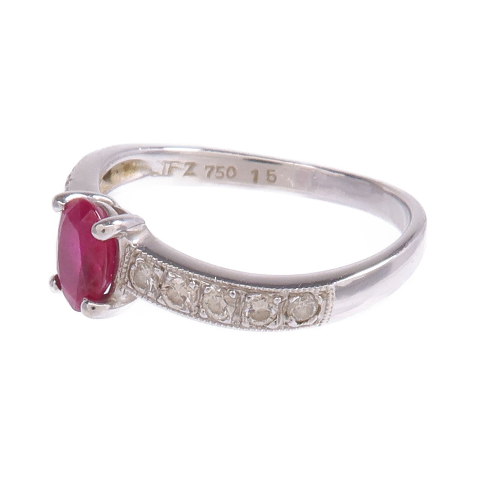 JEWELRY 【激減優惠】18K白金Ruby Diamond Ring紅寶石/鑽石戒指US#5