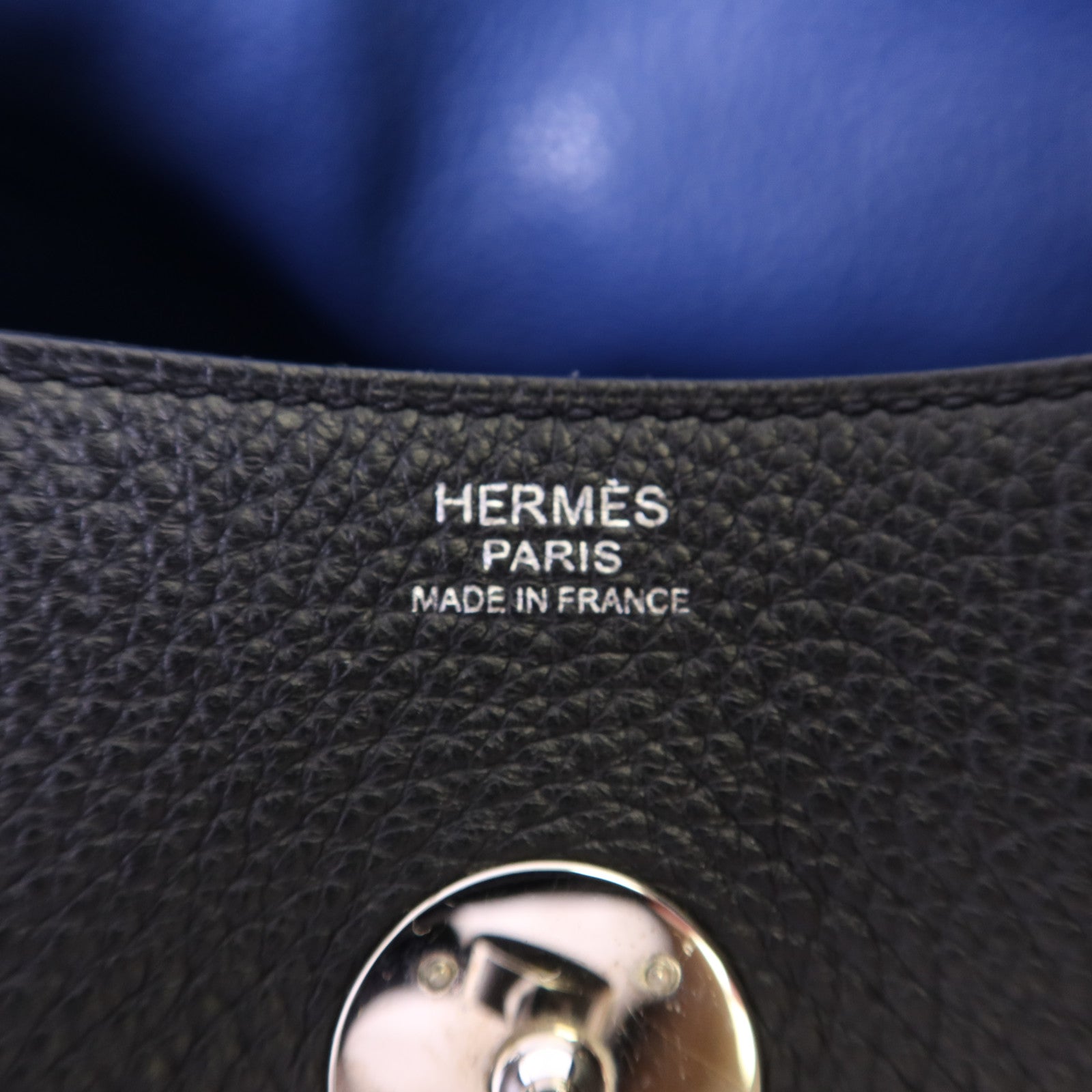 HERMES Clemence皮革Lindy 30銀扣手挽肩背兩用袋Noir