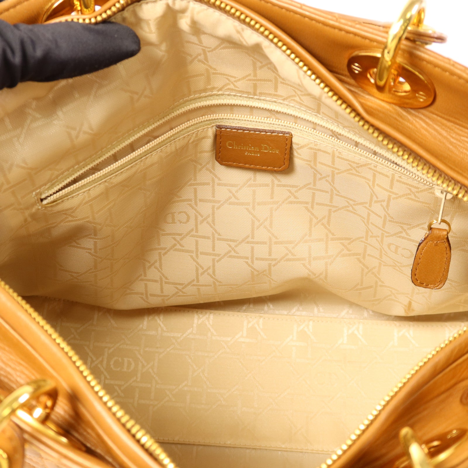 Dior 羊皮皮革Lady Dior金扣手挽肩背兩用袋