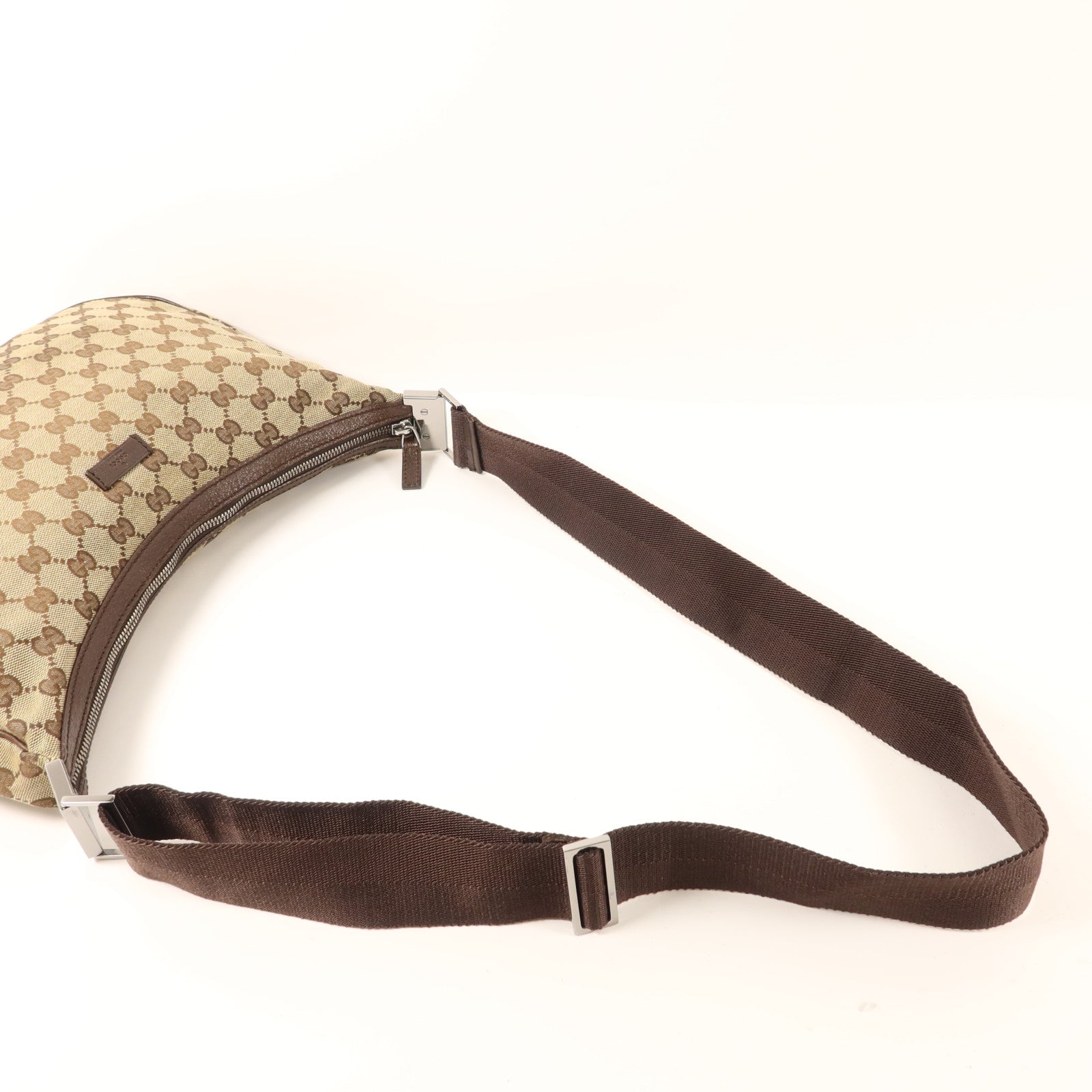 GUCCI 帆布Shoulder Bag銀扣肩背袋