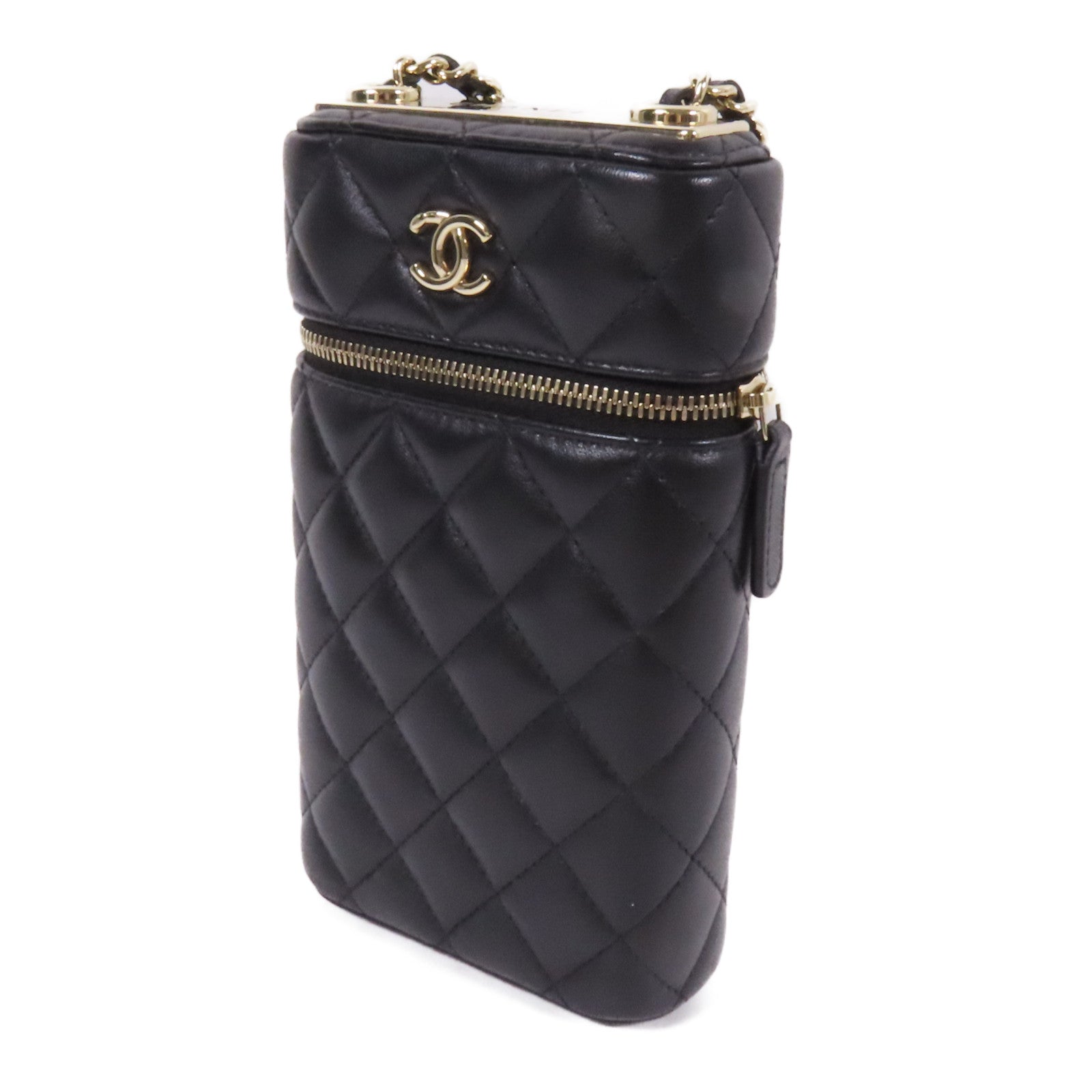 CHANEL 【激減優惠】羊皮皮革Vanity Phone Case with Chain金扣鏈帶肩背袋