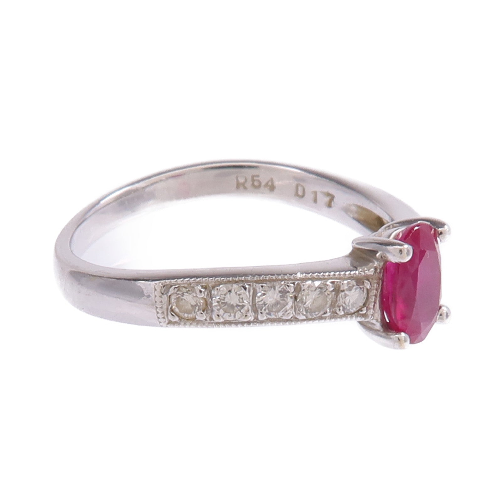 JEWELRY 【激減優惠】18K白金Ruby Diamond Ring紅寶石/鑽石戒指US#5