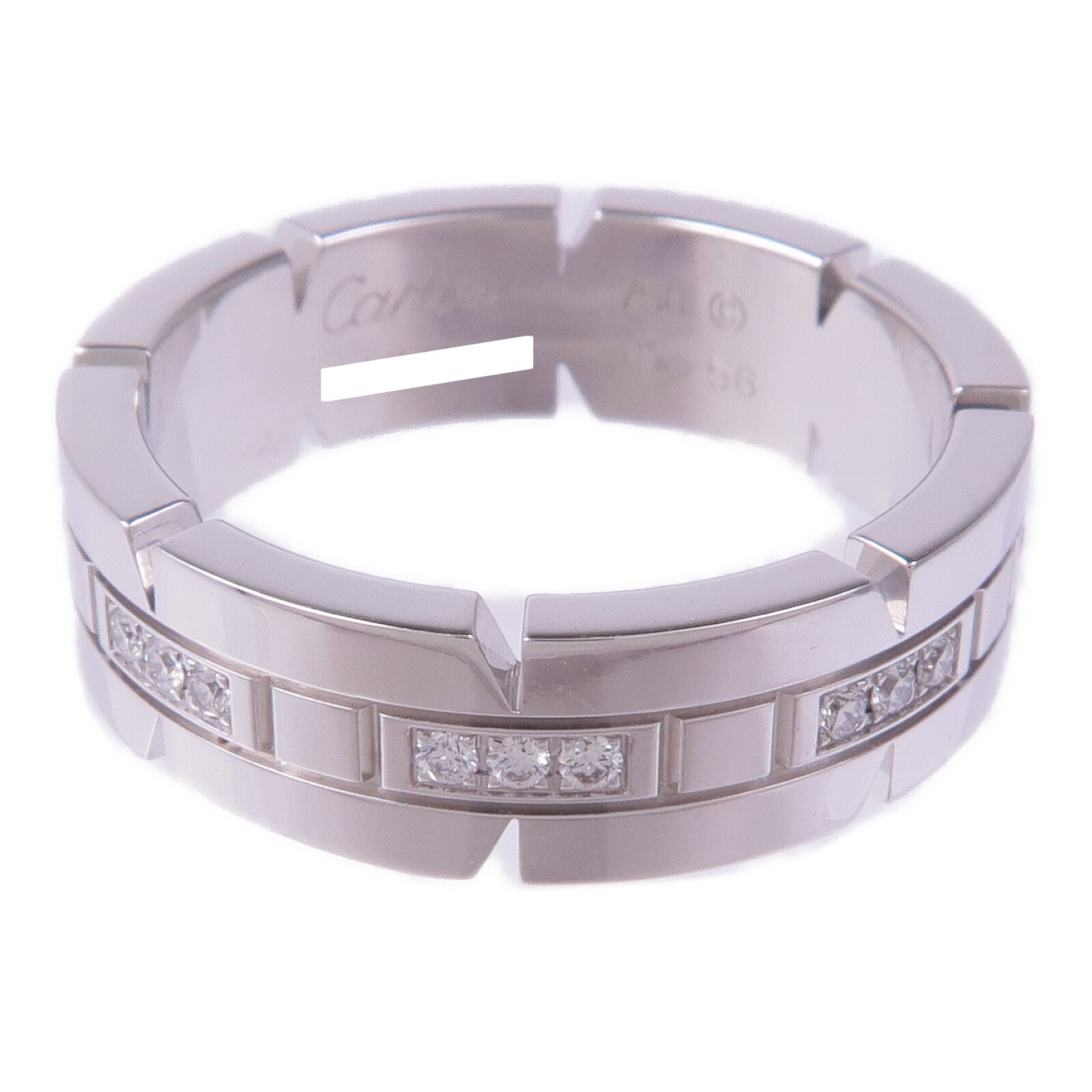 CARTIER 18K白金Tank Francaise Ring鑽石戒指Cartier#56/US#7.25