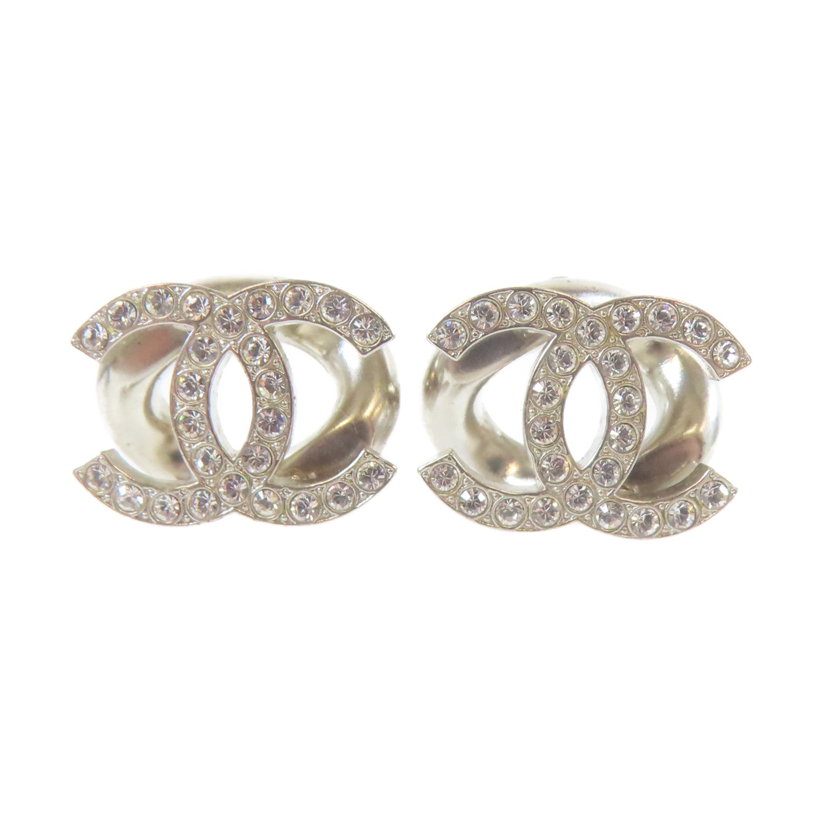 CHANEL 金屬/水晶Earrings耳環銀色