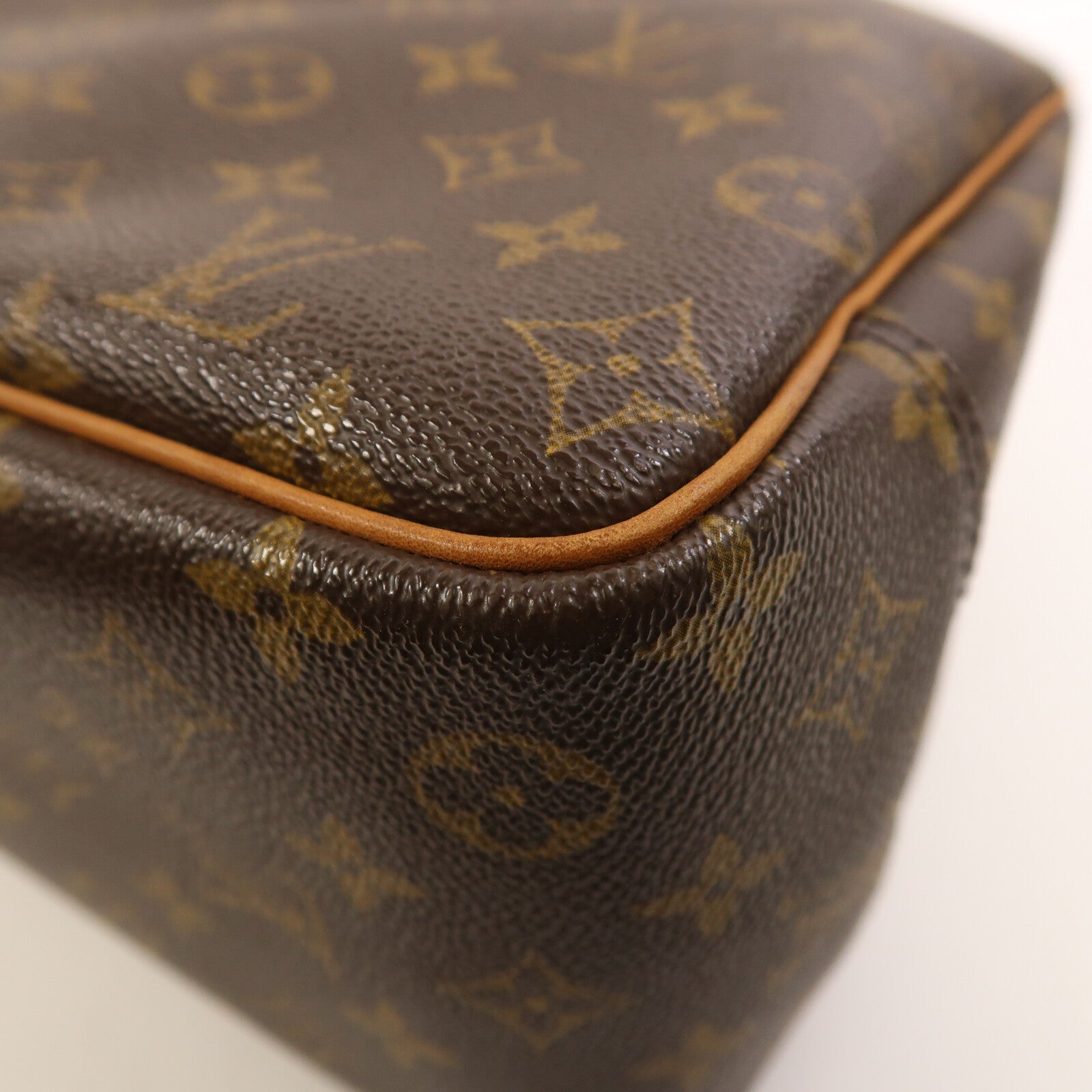 LOUIS VUITTON Monogram Deauville金扣手挽袋棕色