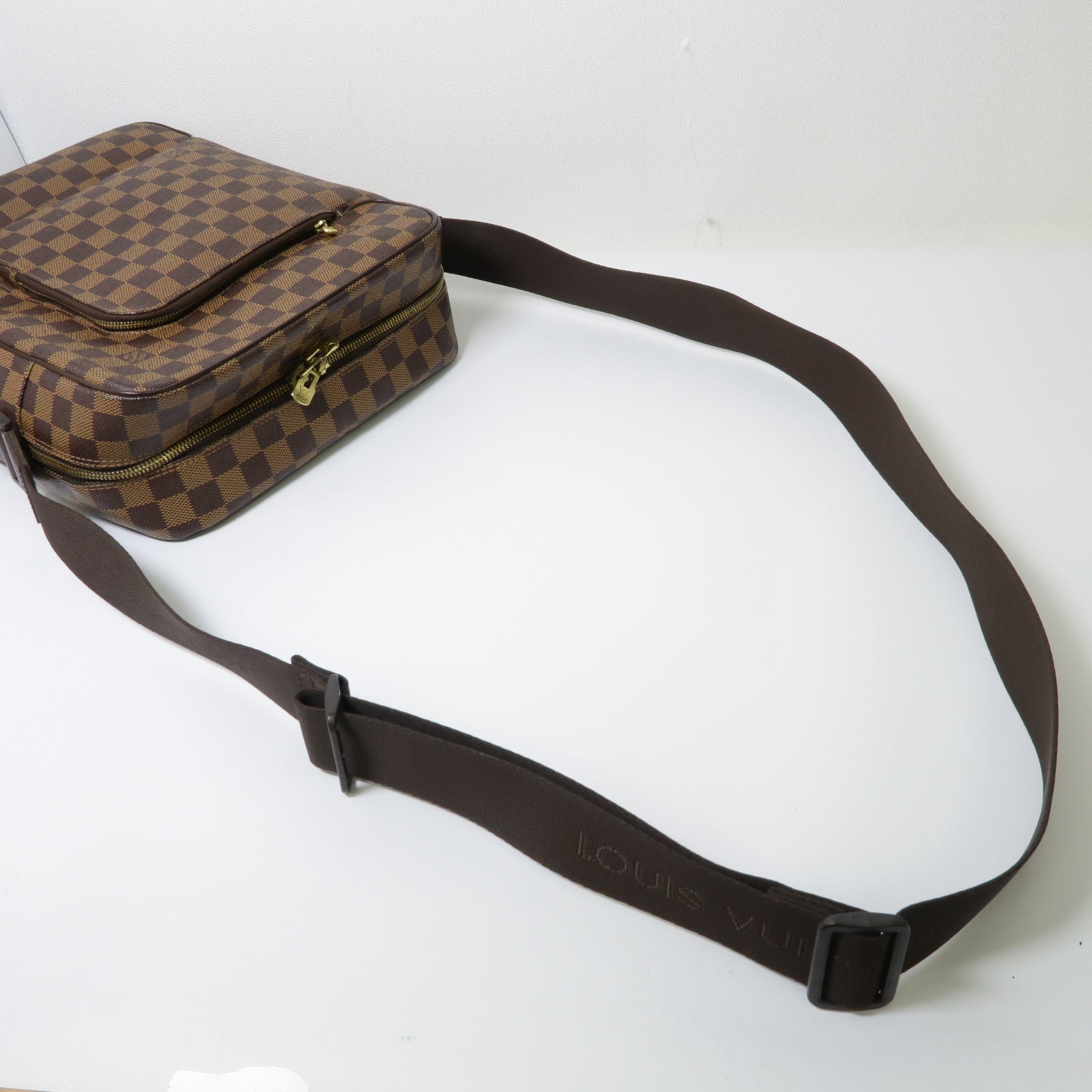 LOUIS VUITTON 【激減優惠】Damier Olaf MM金扣肩背袋啡色