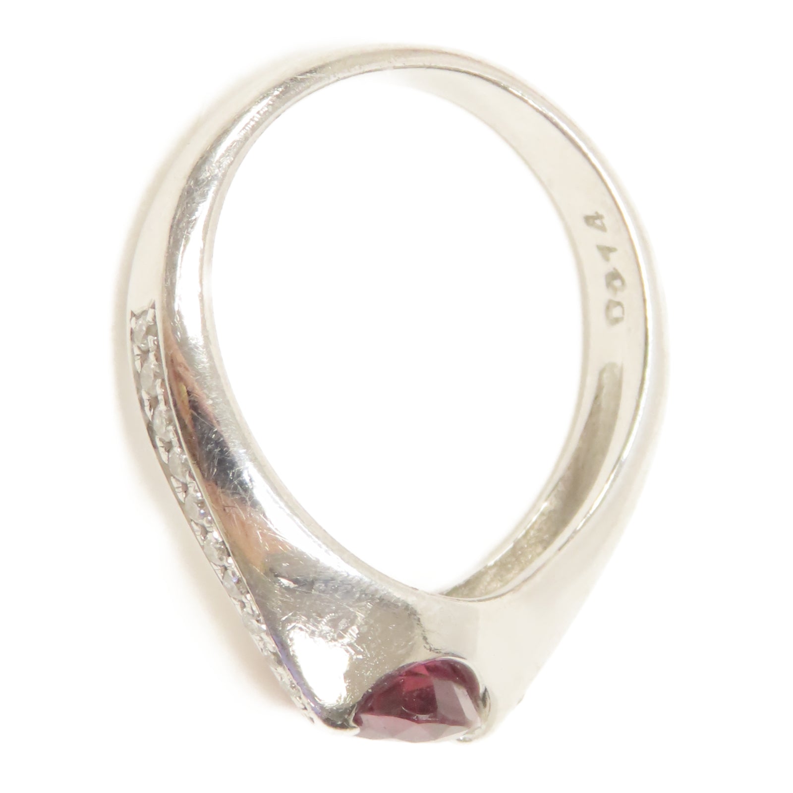 JEWELRY PT900鉑金/0.14ct鑽石/0.97ct紅寶石Ring戒指US#6