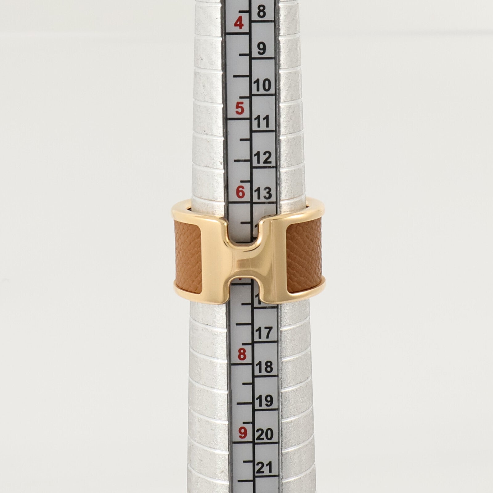 HERMES Madame皮革/金屬Olympe Ring Large Model戒指Gold