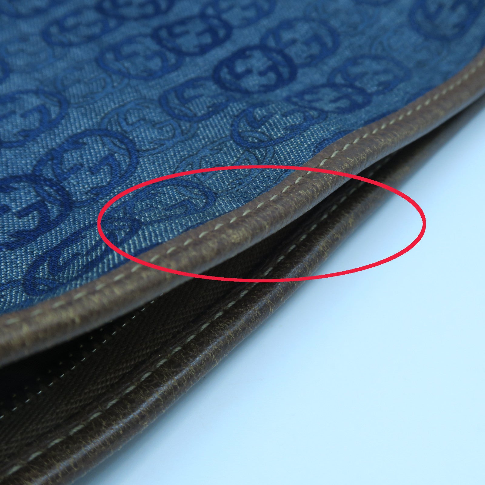 GUCCI 【激減優惠】帆布/牛皮皮革Shoulder Bag金扣肩背袋藍色