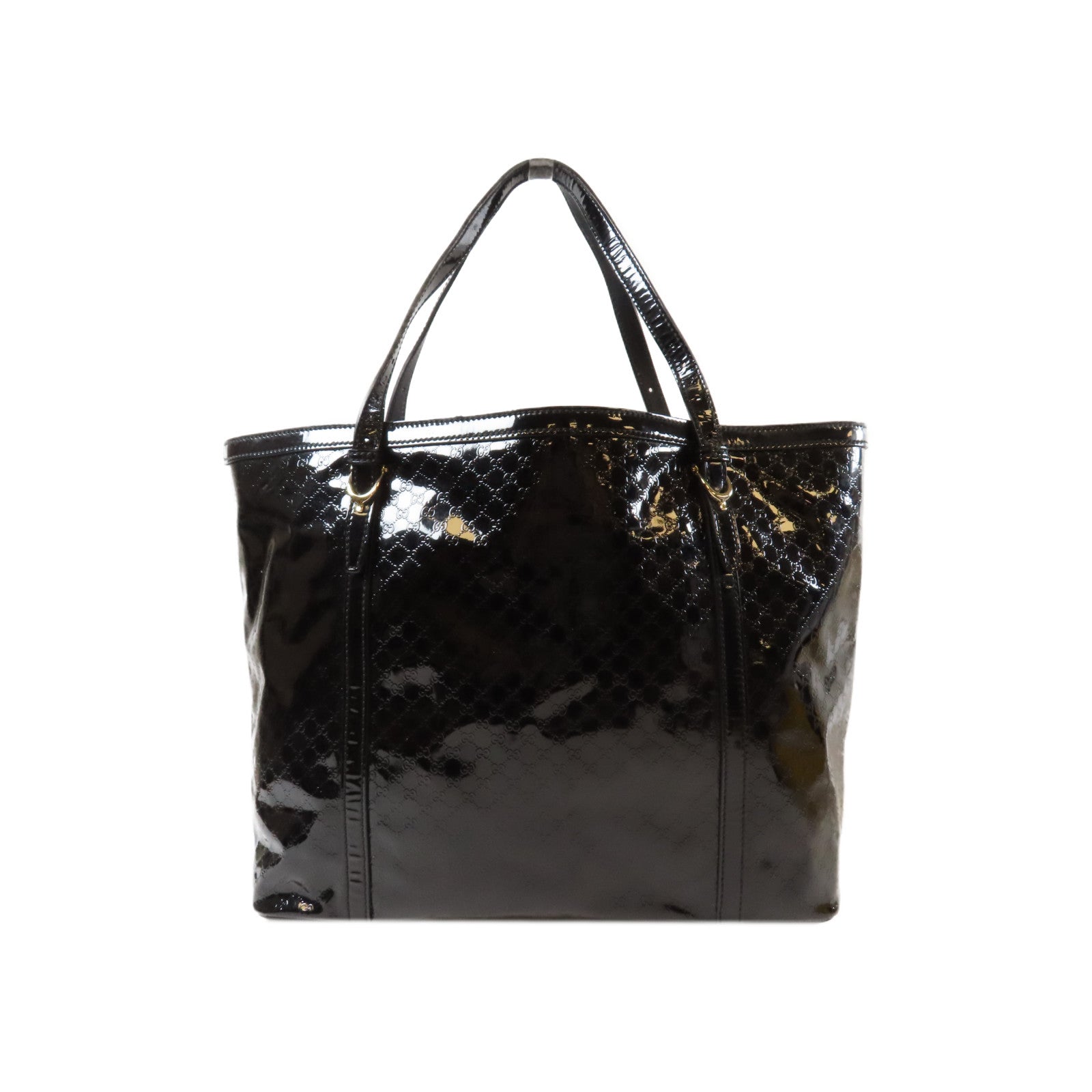 GUCCI 【激減優惠】漆皮皮革Tote Bag金扣手挽袋黑色